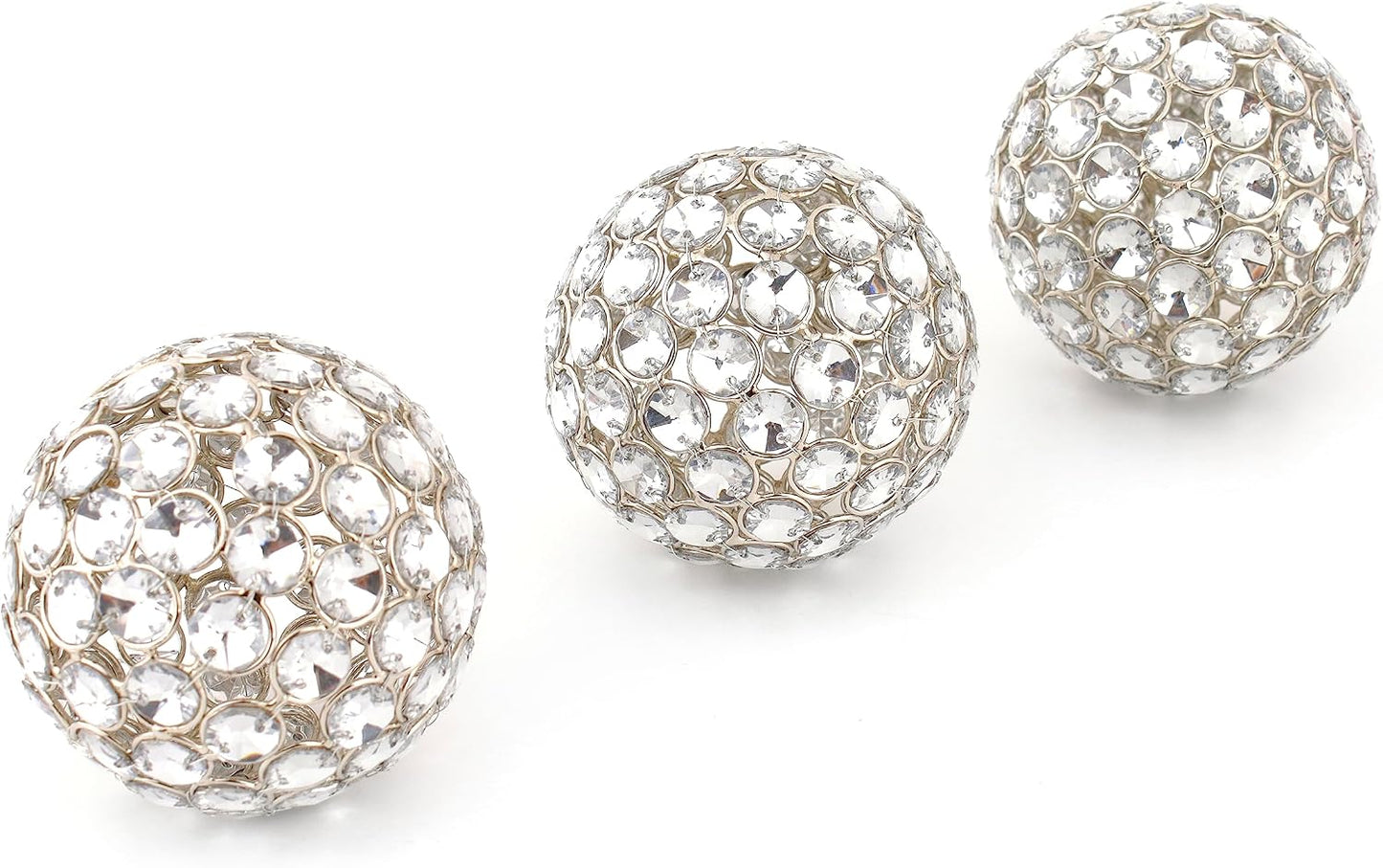 Decorative Metal Sphere / Silver / 4 Inch / Set of 3
