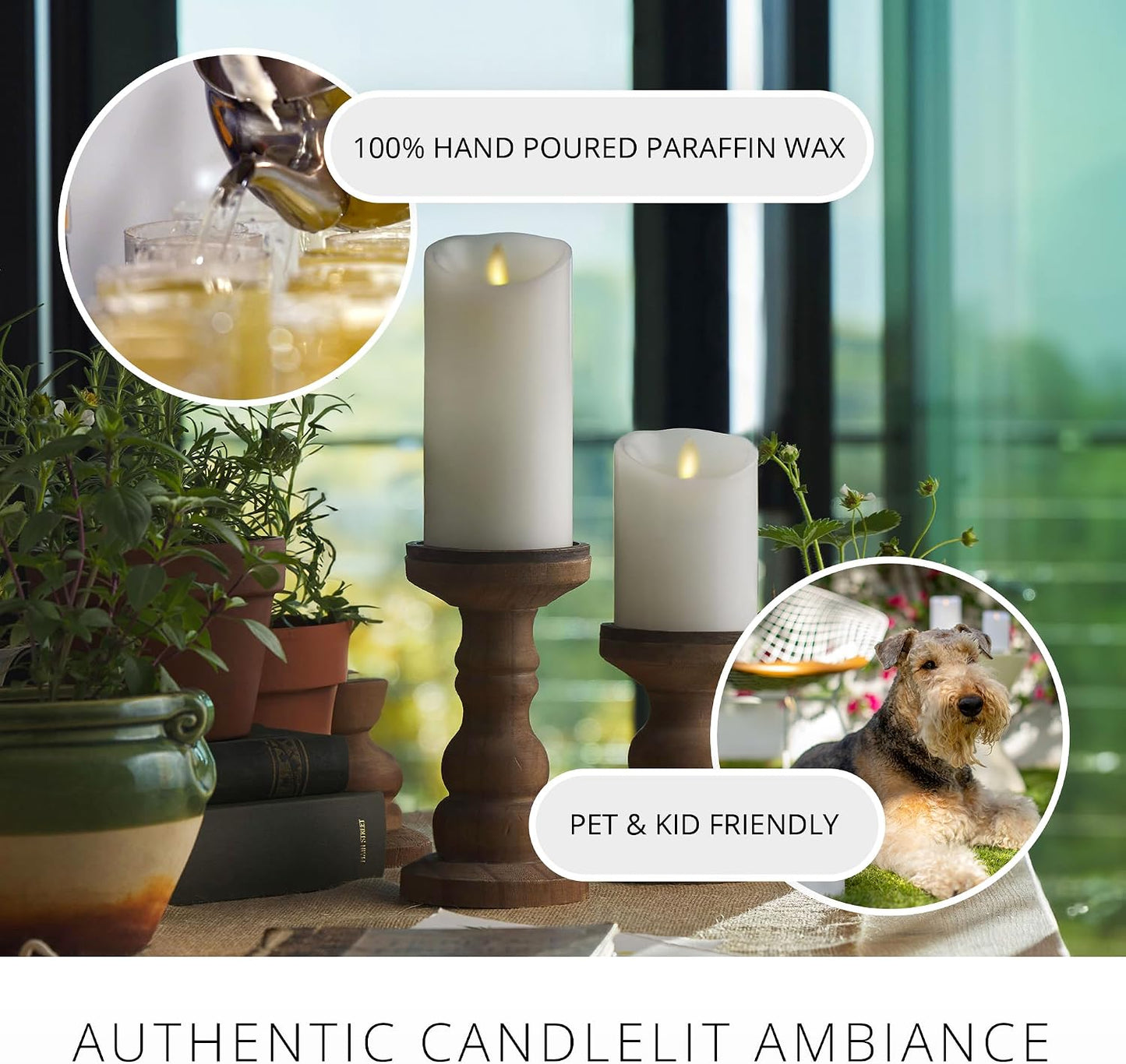 Luminara - Flameless LED Battery Operated Flickering Pillar Candles - White - Pack of 1-3x4.5 - Realistic Moving Flame
