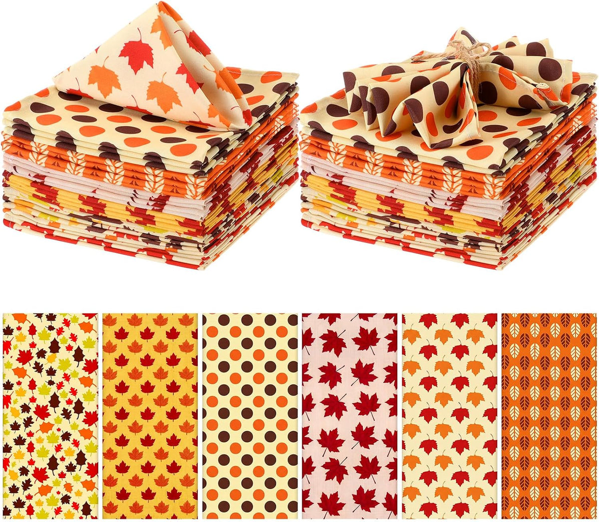 Mixweer 12 Pack Fall Thanksgiving Cloth Napkins Bulk, 15 x 15 Inch
