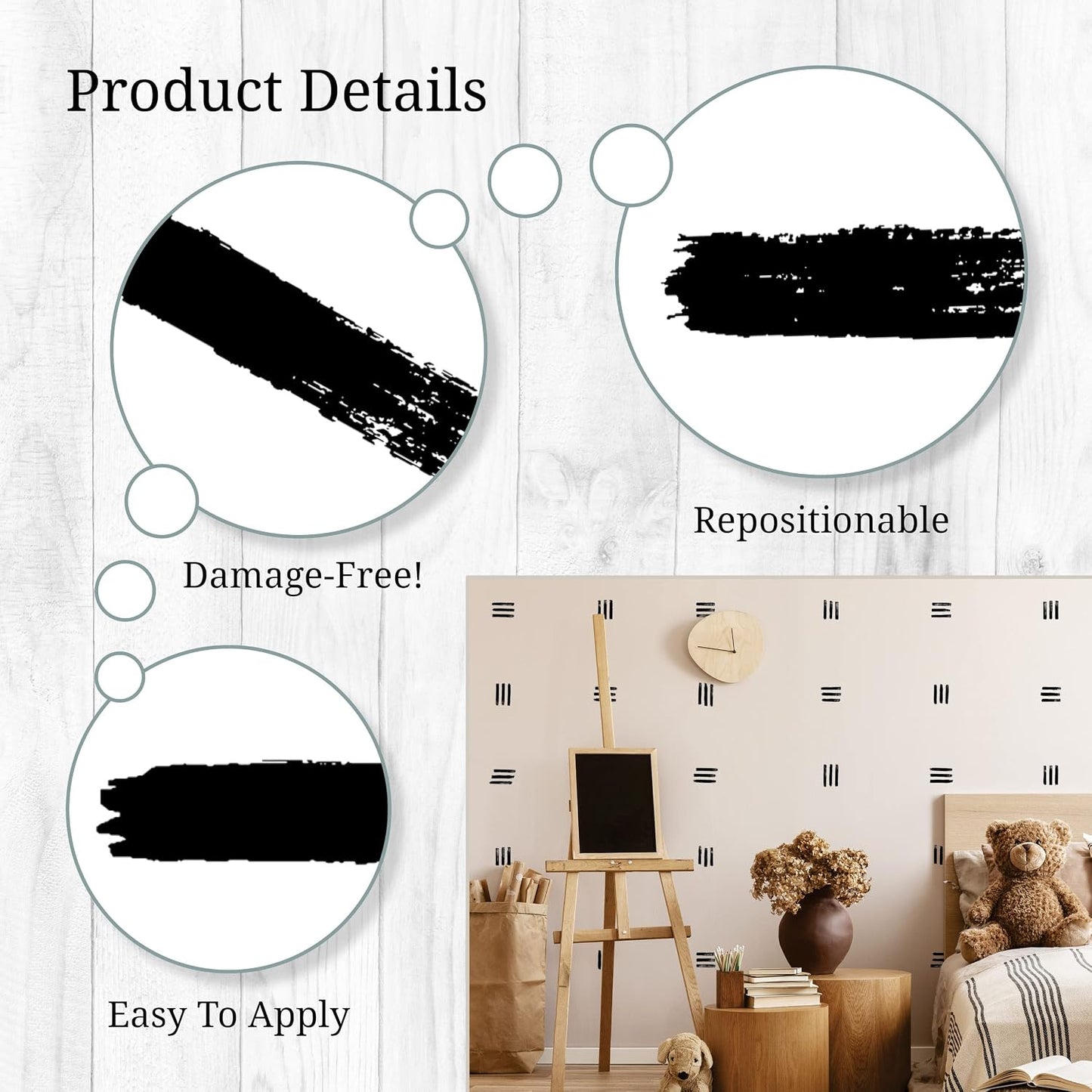 Watercolor Line Wall Decals / Black / Set of 270
