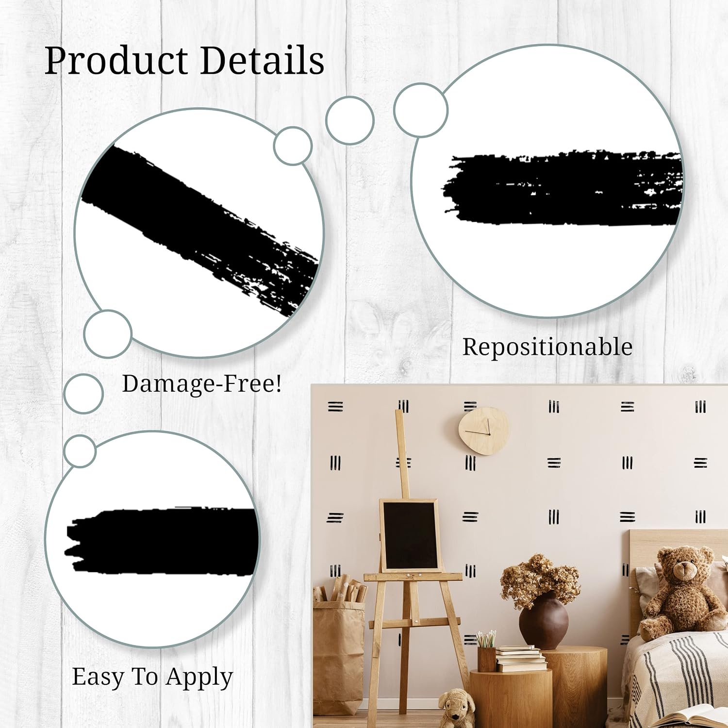 Watercolor Line Wall Decals / Black / Set of 270