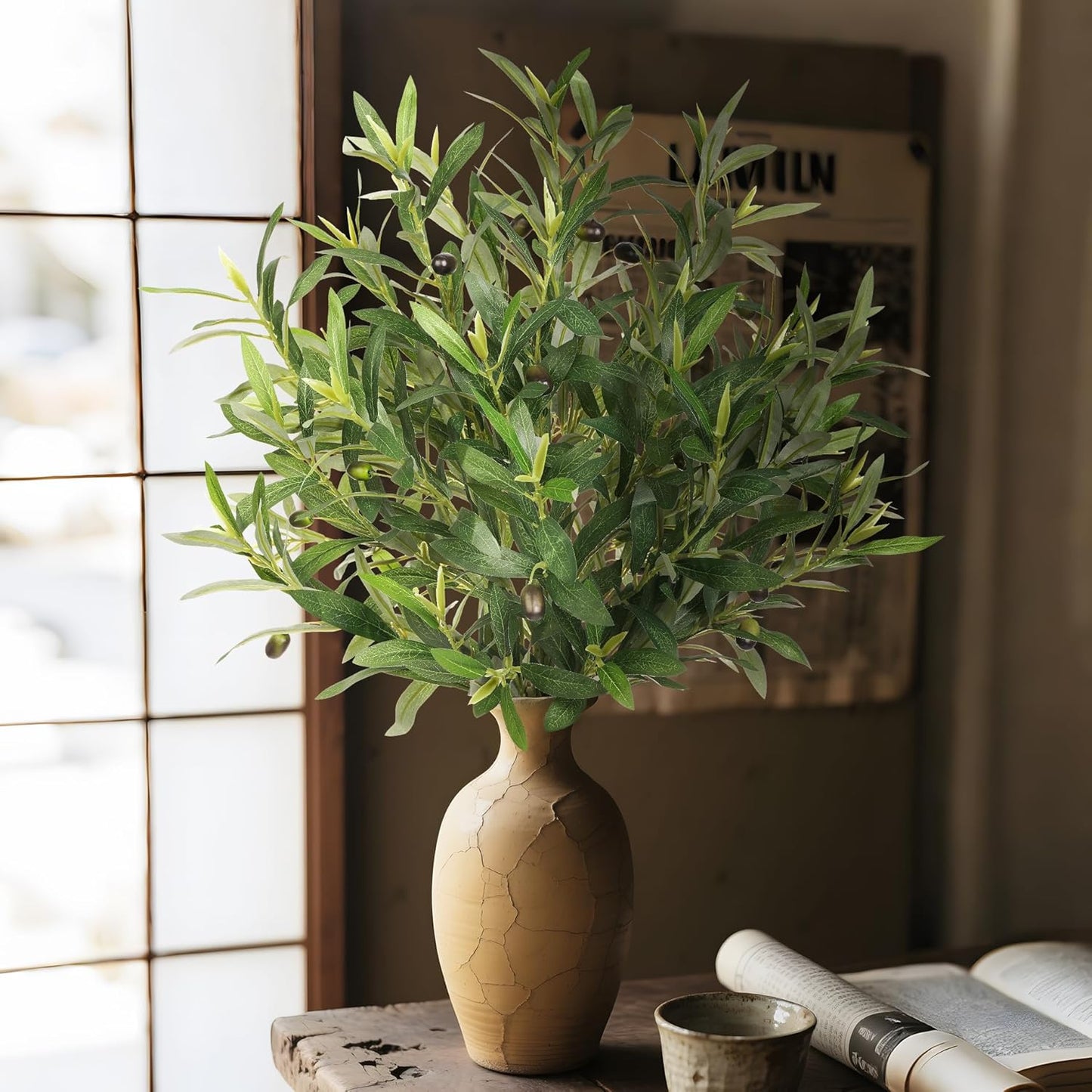 Fake Plants Olive Branch Artificial Plant Outdoor Decorations / Set of 6