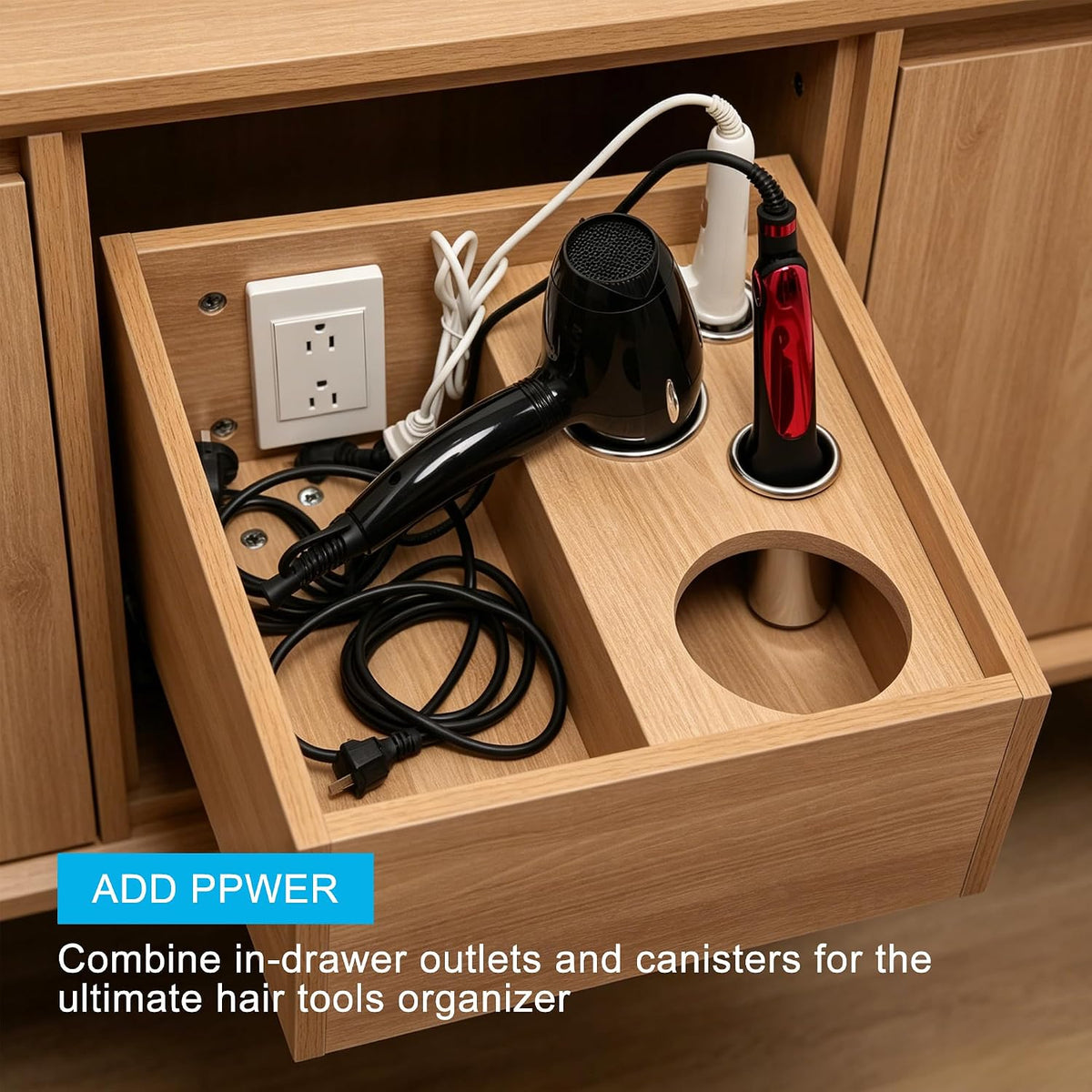 3-Inch 1Pcs and 2-Inch1Pcs Hot Tool Holder Canister Package, Blow Dryer & Curling Iron Holder Tube, Closed Bottom