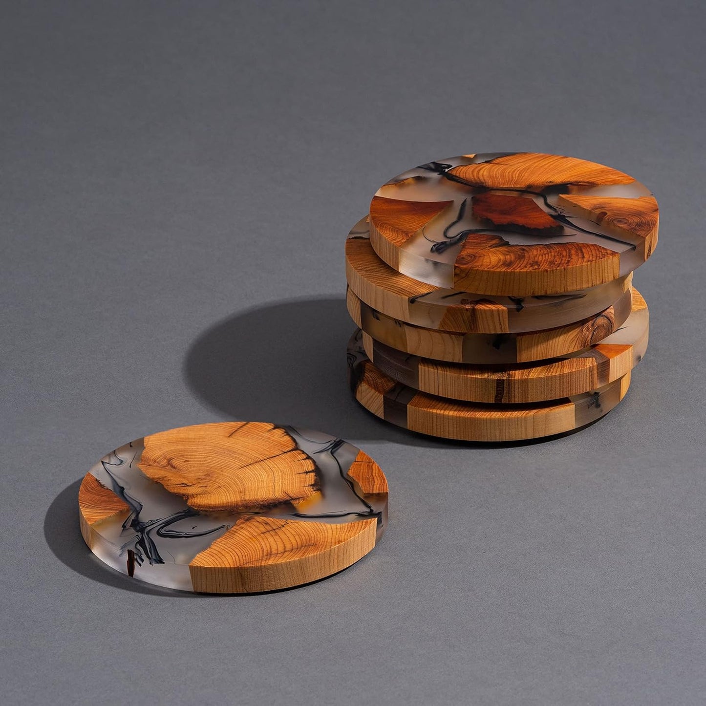 Wooden Absorbent Coasters / Set of 6