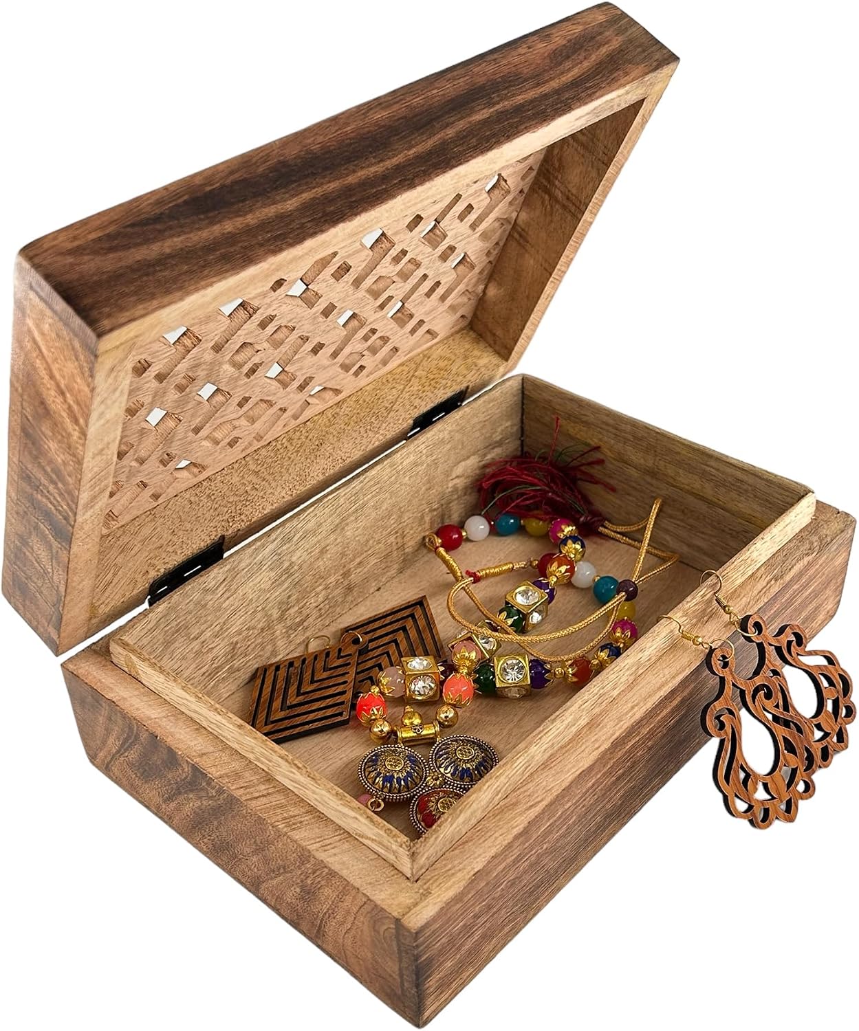 Wooden Mini Jewellery Box Rectangular Designer-Trinket Box for Ladies-Jewellery Storage / Desinger