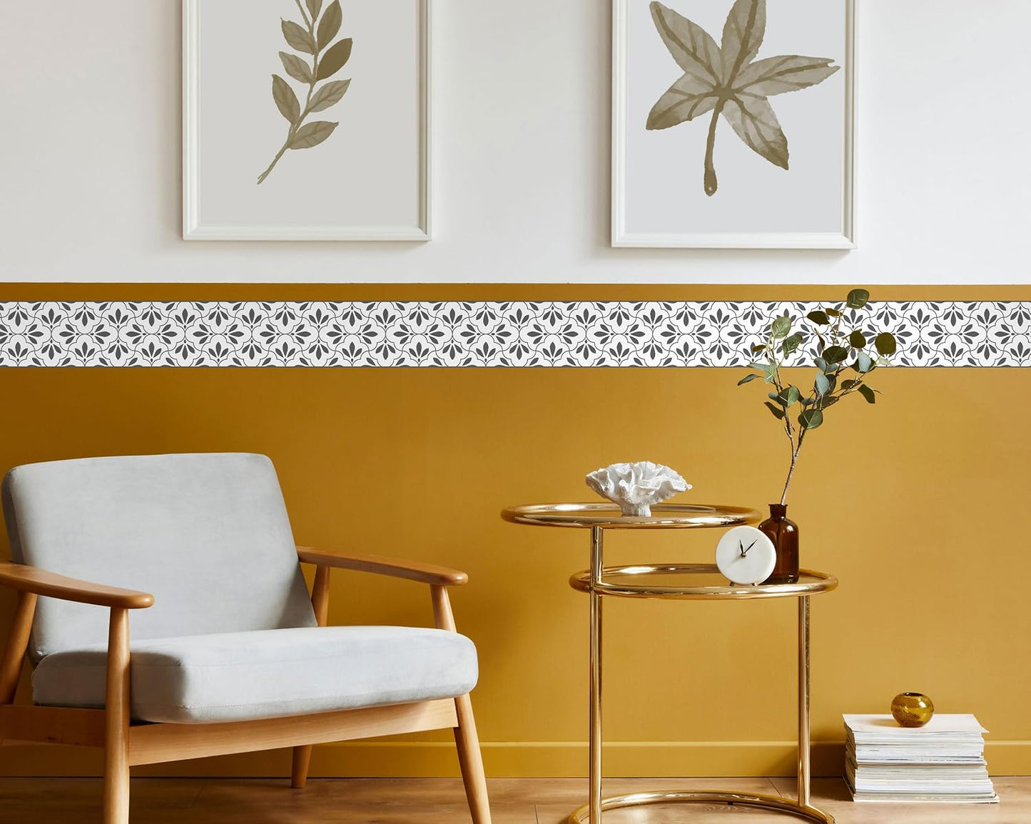 Wallpaper Border and White Patterns Peel and Stick Wall Border Self / 6 x 240 / WB-5445 / Black
