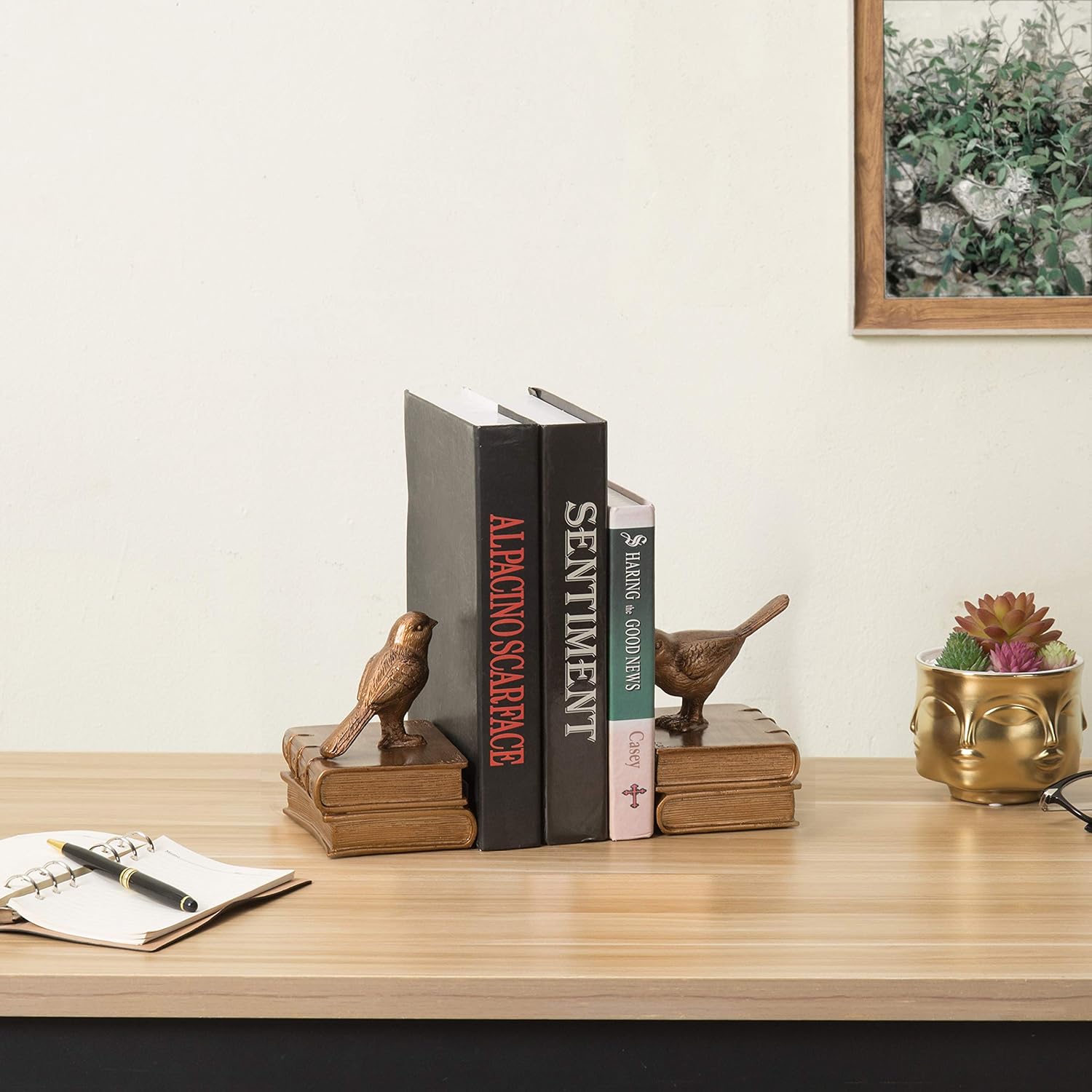 Vintage Resin Bookends / Gold