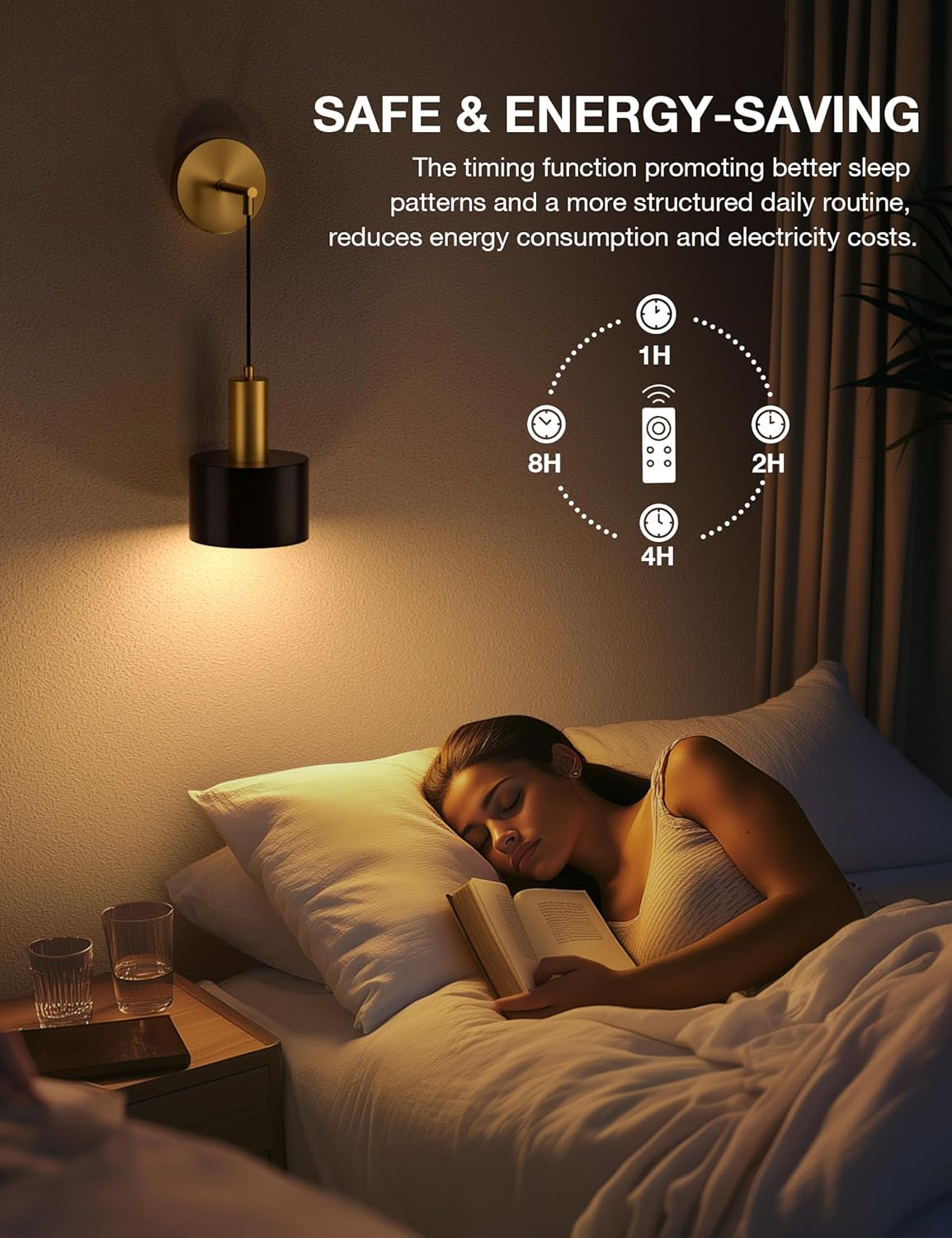 Battery Operated Wall Sconce Set of 2, Gold & Black Wireless Rechargeable Wall Lights with 5200mAh Dimmable Detachable