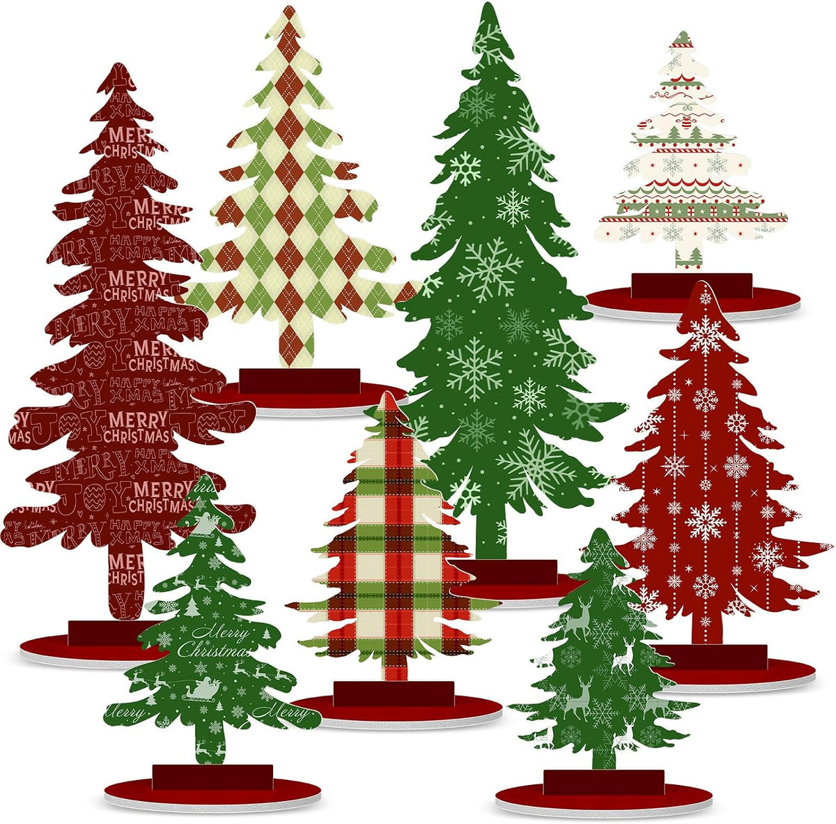 Namalu 16 Pcs Joy Christmas Tree Centerpiece Buffalo Plaid Snowflake