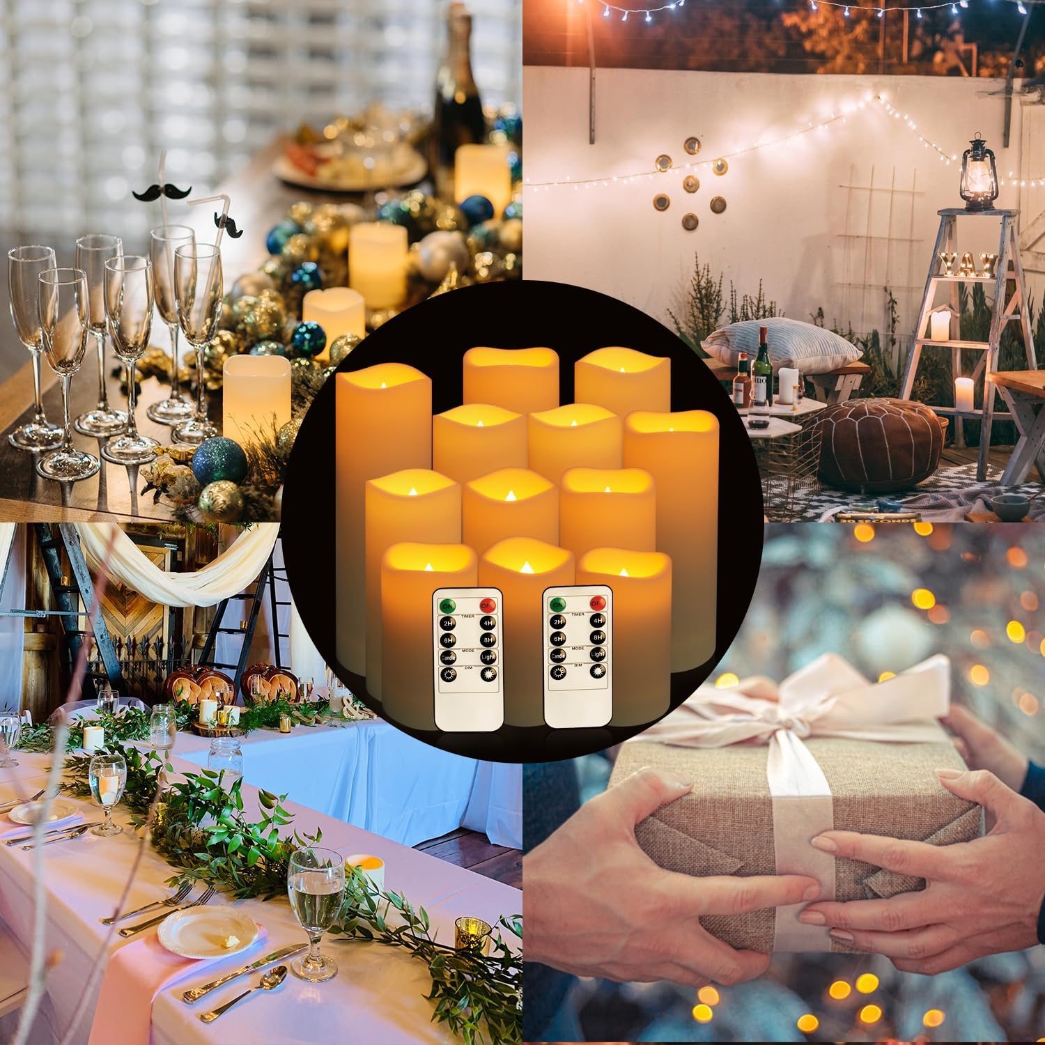 Flameless Candles with Remote Control Waterproof Outdoors & Indoors, Battery Candles with Remote Timer, Decorative