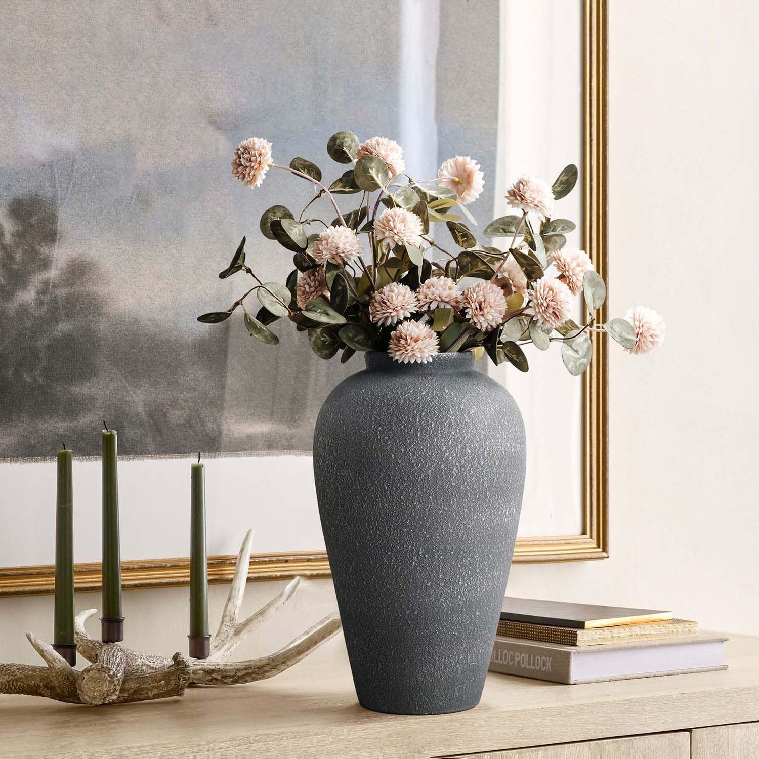 Black Ceramic Vase / Farmhouse Black-9.2 / 9.2 Inch