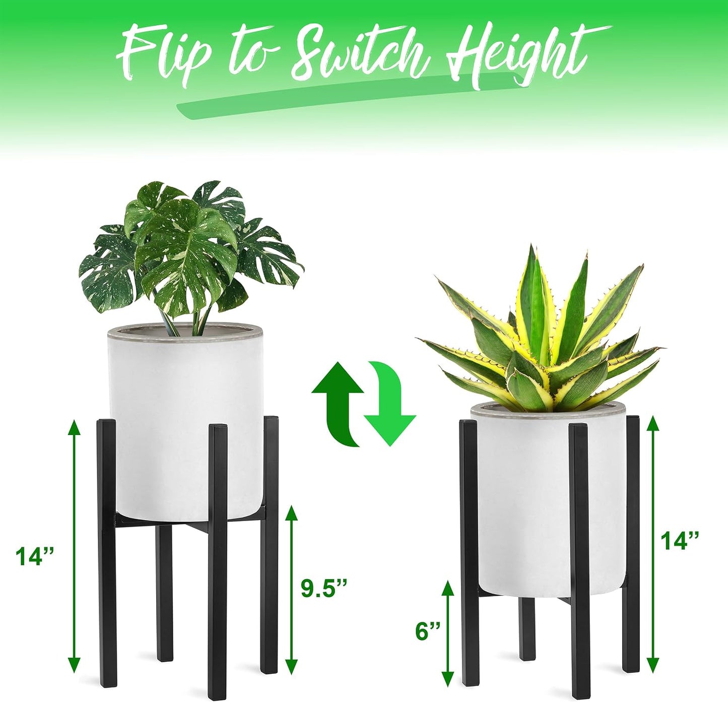 Sorbus Adjustable Metal Plant Stand – Mid Century Style Flower Pot Holder, 10 to 16 Inches Planter Stand for Modern