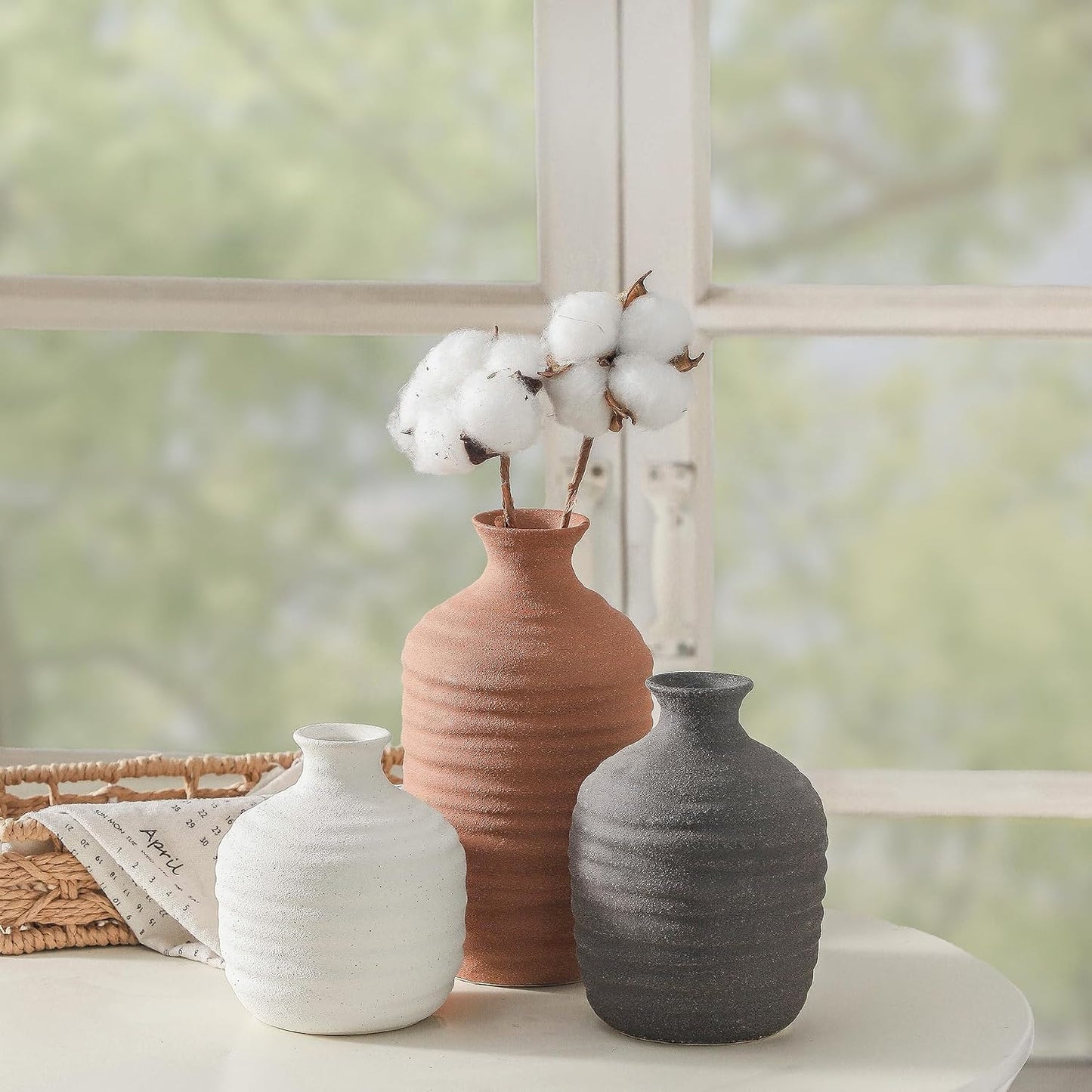 Ceramic Vase Decorative Vase / 03-short-brown / Set of 3
