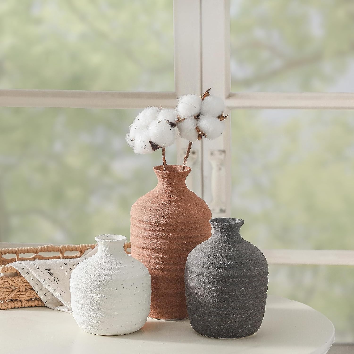 Ceramic Vase Decorative Vase / 03-short-brown / Set of 3