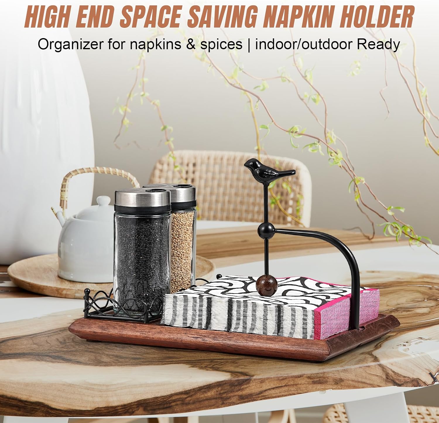 Napkin Holder / Salt and Pepper Shakers Storage Shakers / with Spice Rack