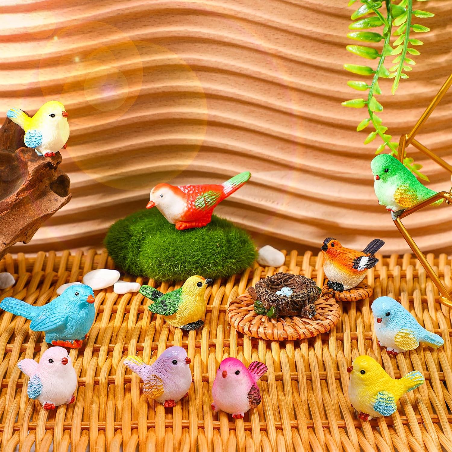 Miniature Bird Figurines Animal Figurines Tiny Mini Resin Birds Statues Animal Garden / Set of 25