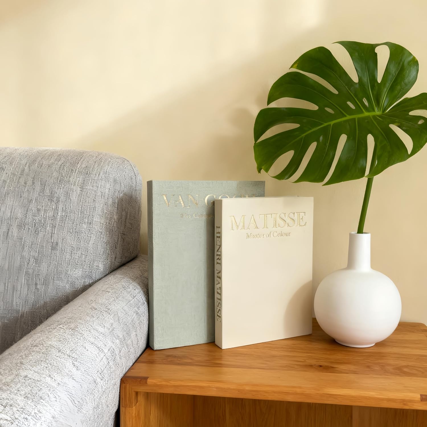 Linen Decorative Books Set / Gold / Set of 2