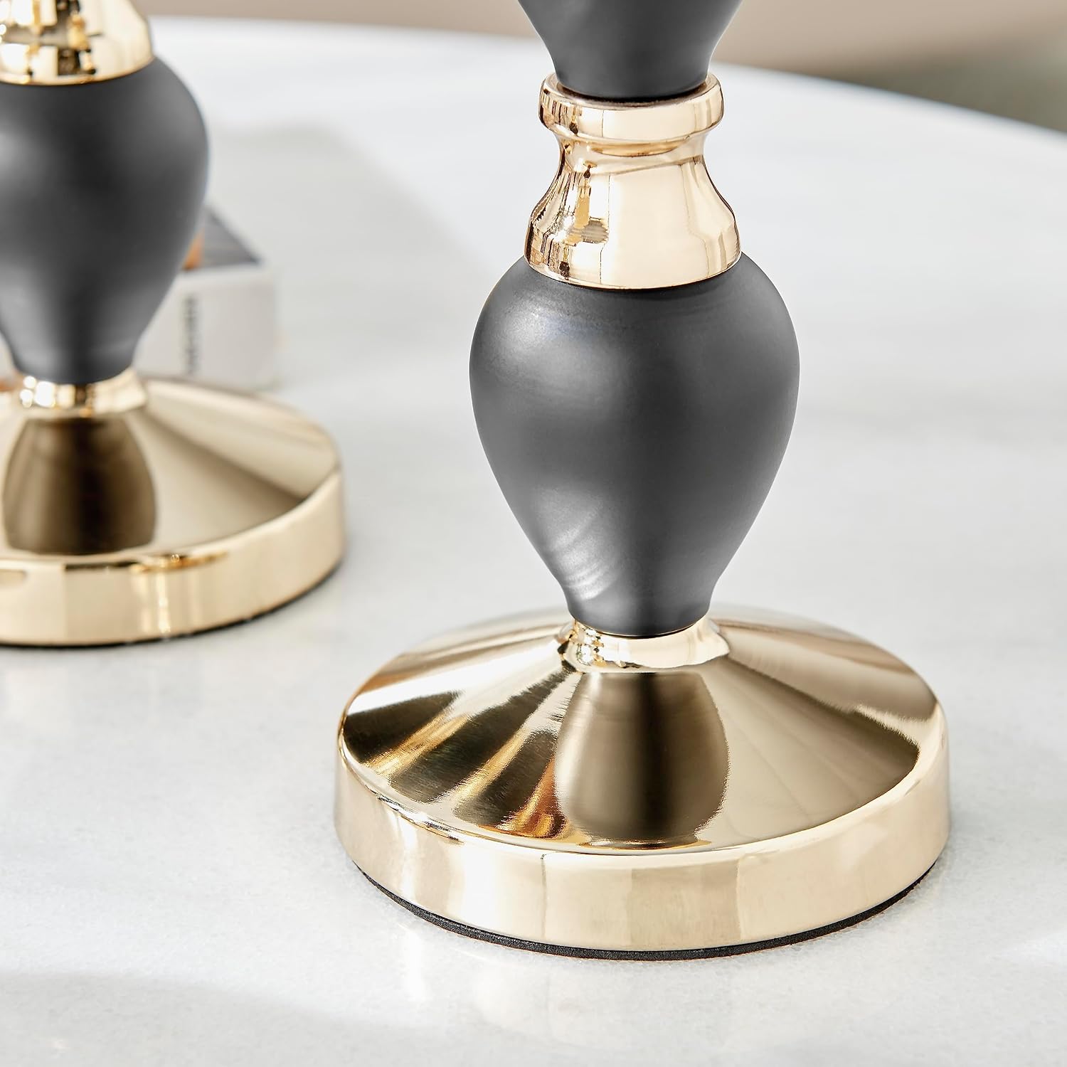 Danya B. Talia Black and Gold Candlestick Taper Candle Holders - Set of 3