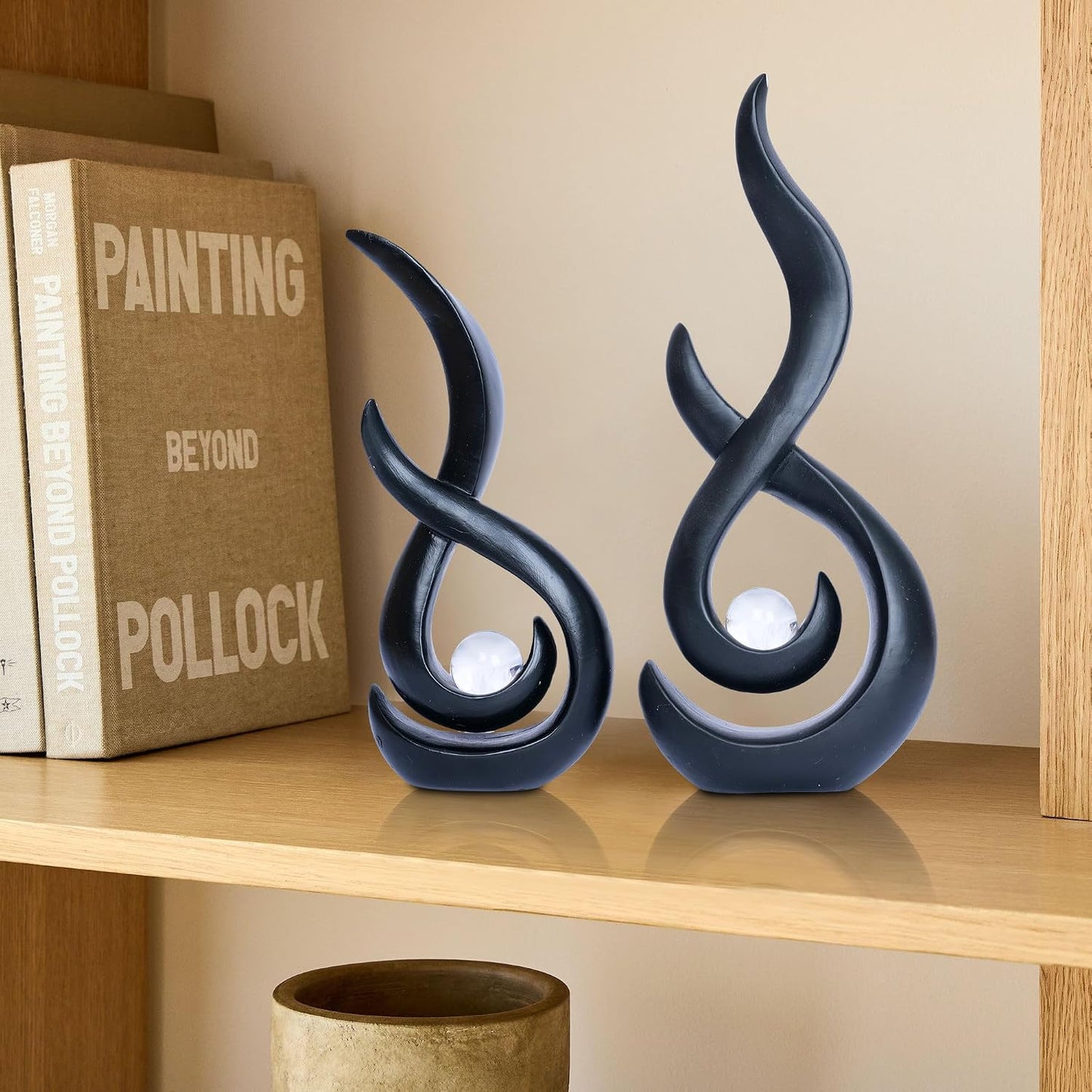 Home Decor Statue Modern Abstract Sculpture Decorative Accent Art Round Geometric / Black