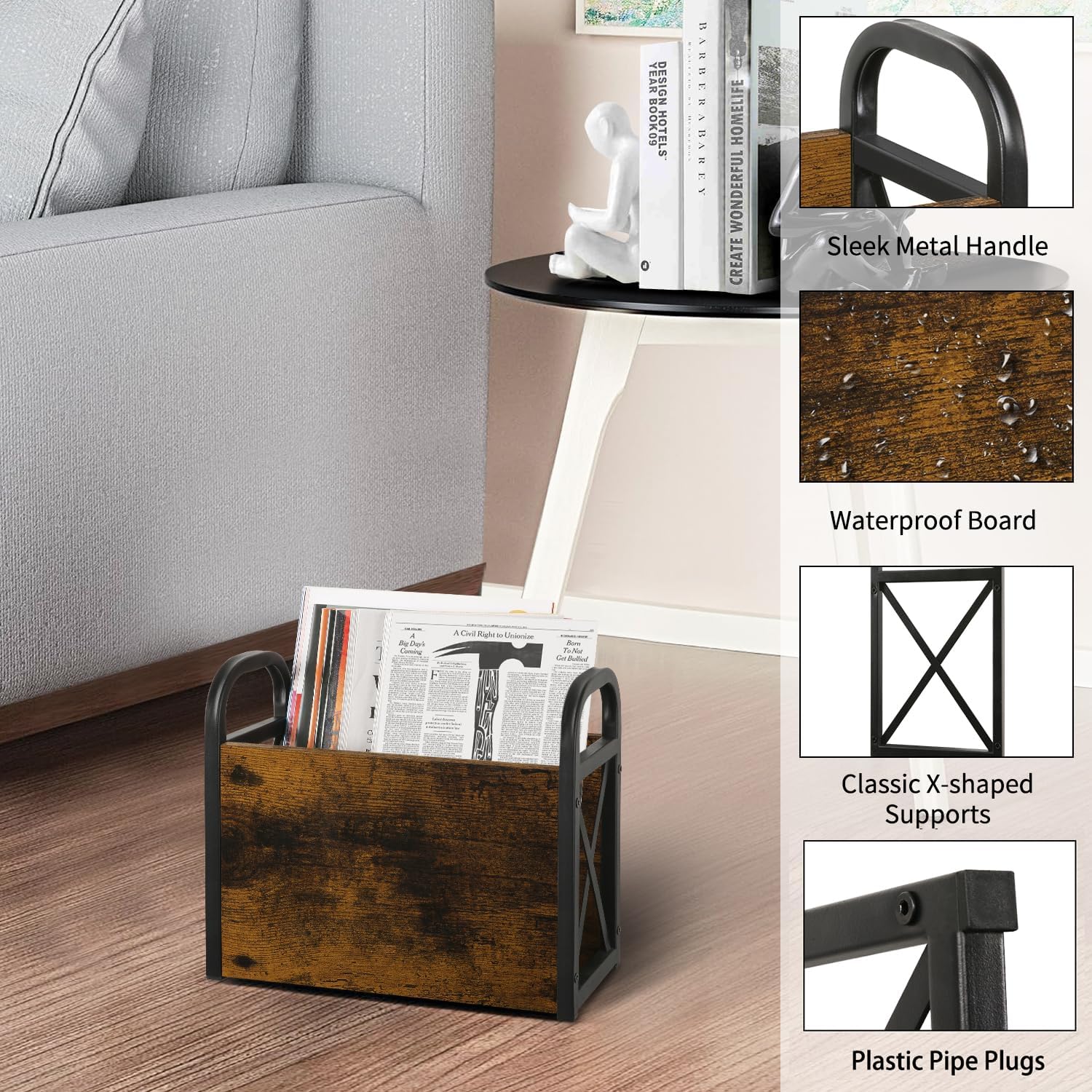 YINMIT Magazine Holder, Magazine Rack Floor, Magazine Storage Basket, Folder Organizer Bin for Books, Newspapers