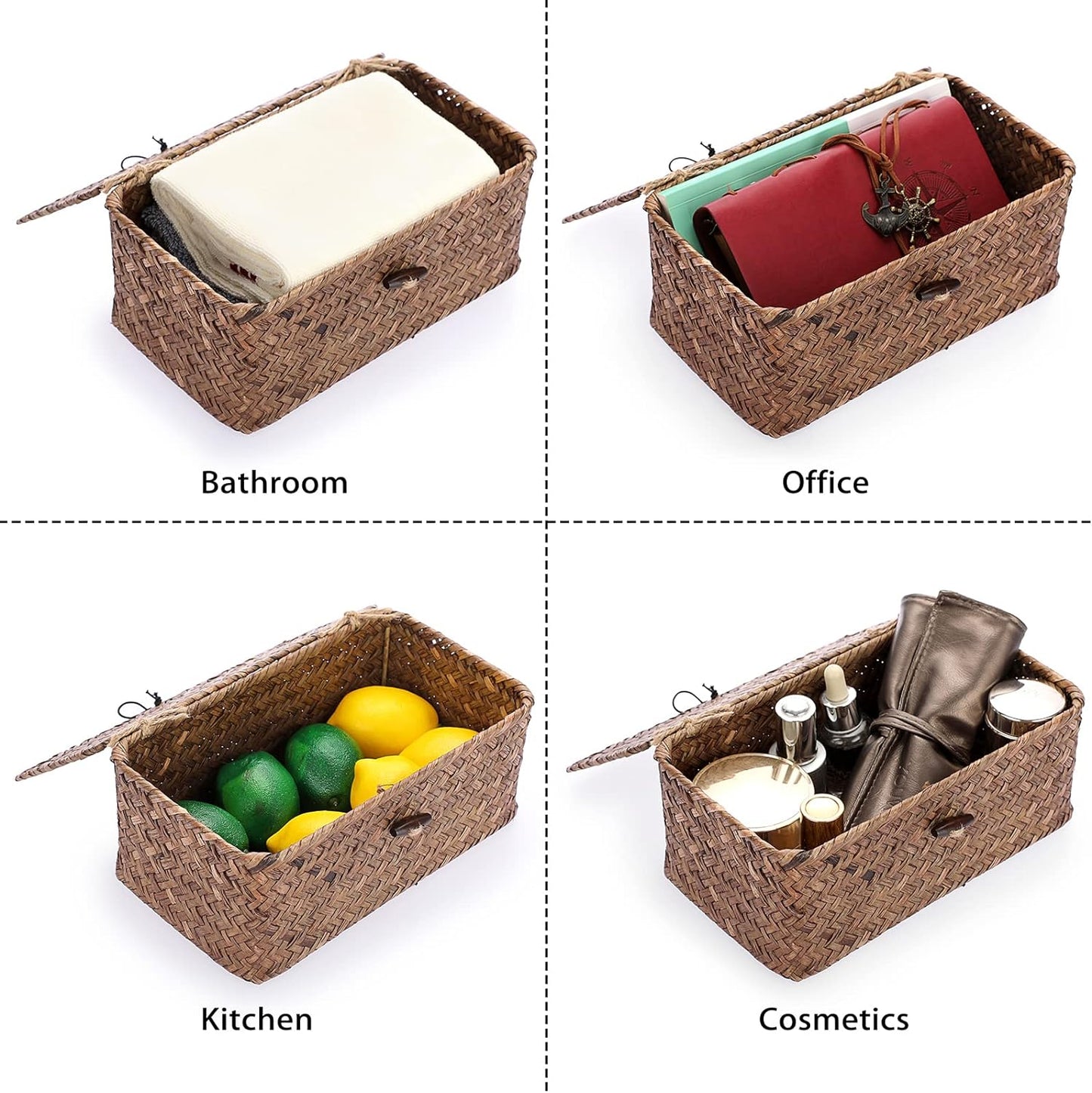 Wicker Shelf Baskets Bin / Small / Coffee