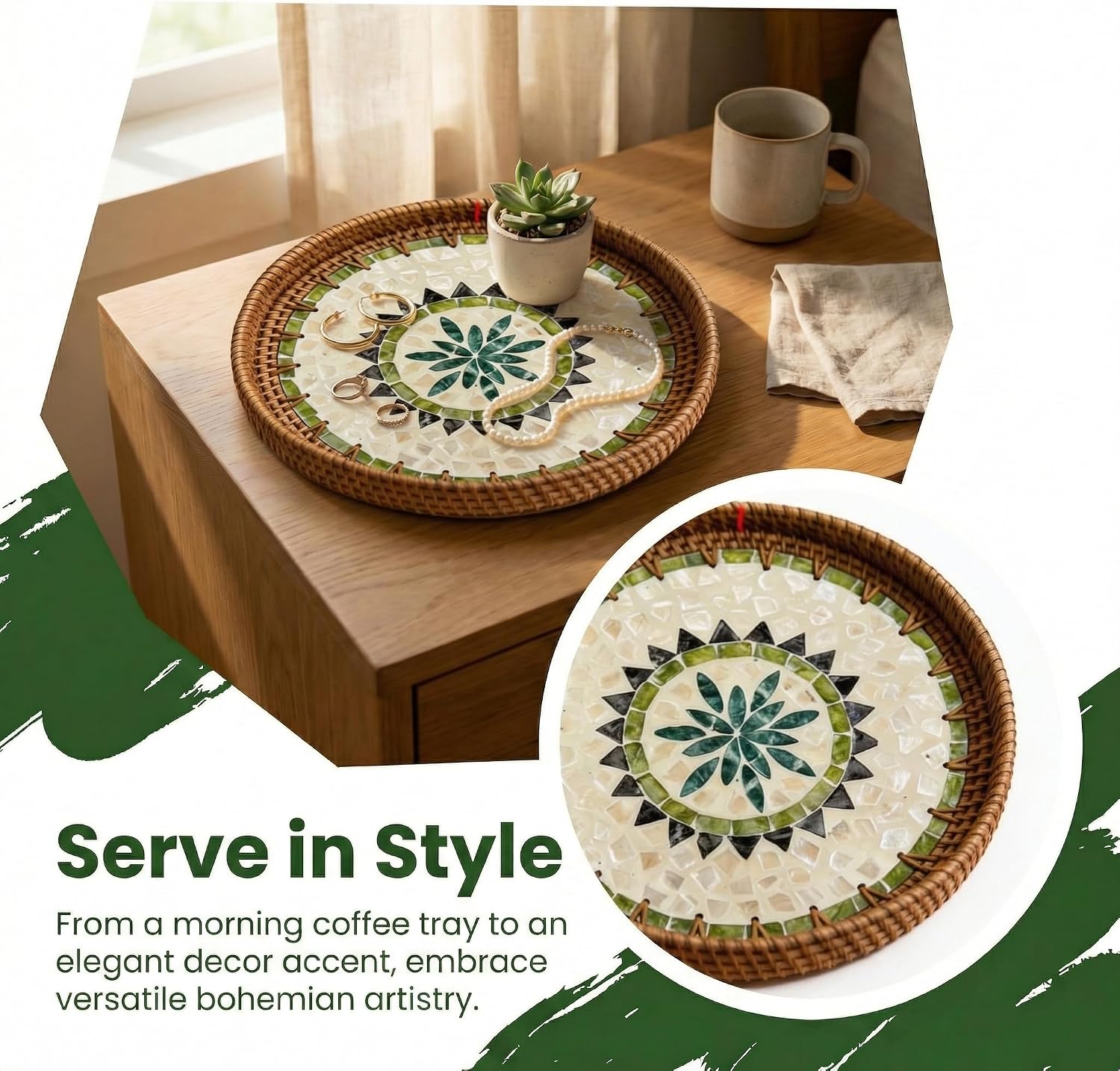 Wooden Base Serving Tray / Greensun