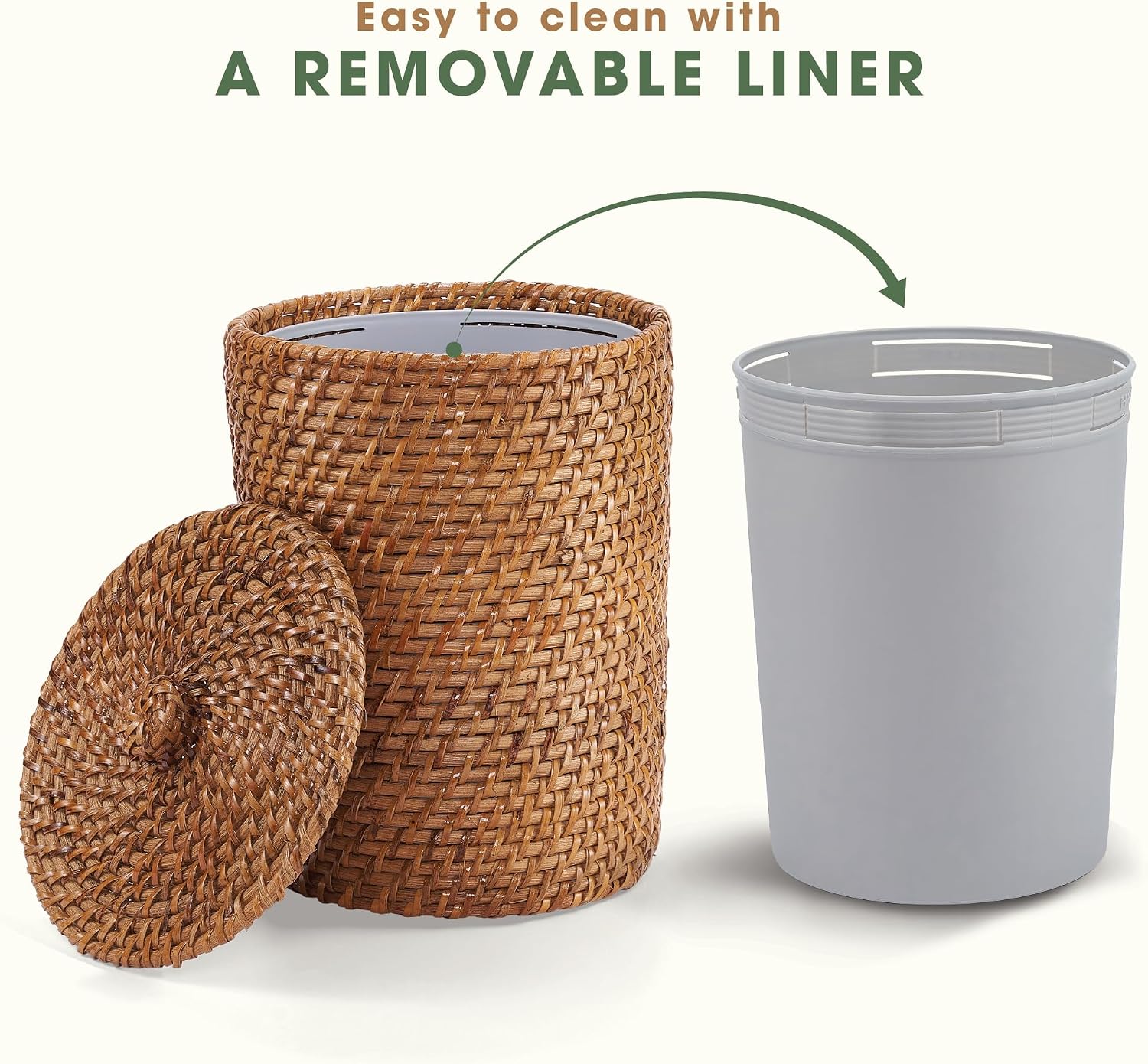 Wicker Trash Can / Brown / 2 Gallon