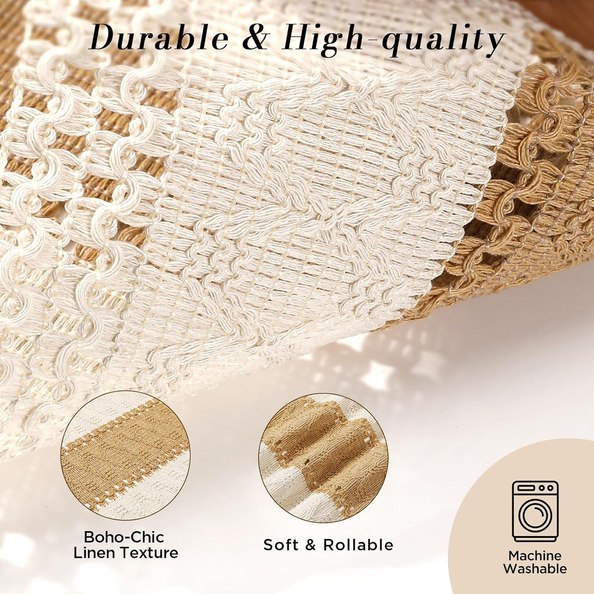 Placemats Set of 8 - Rattan Round Place Mats & 11.8” x 17” Cotton Braided Placemat for Dining Table Setting, Rustic