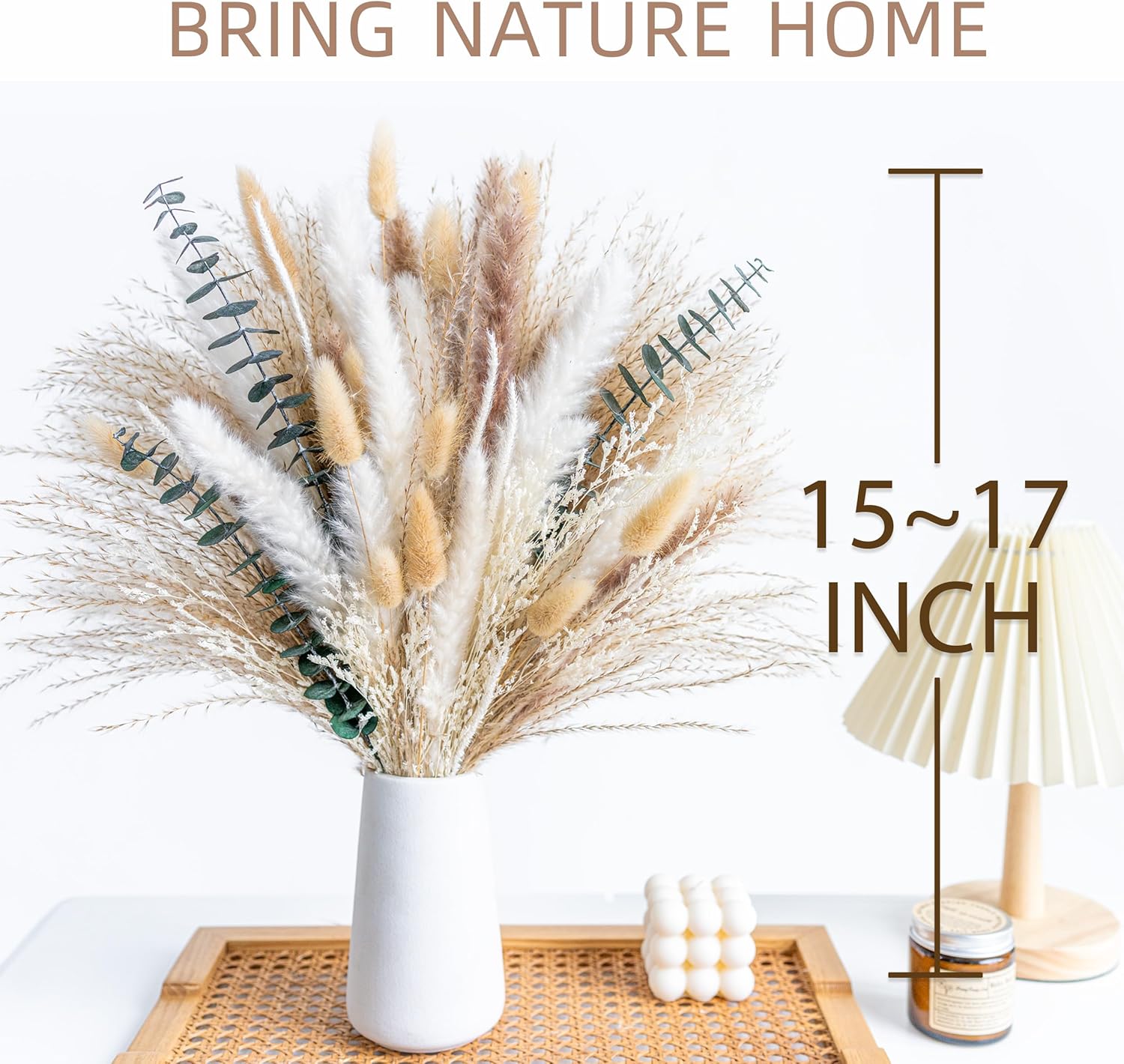 Boho Decor Bouquet Eucalyptus Pampas Grass Decor Dried Pampas Home Decor Dried Flowers / White&green