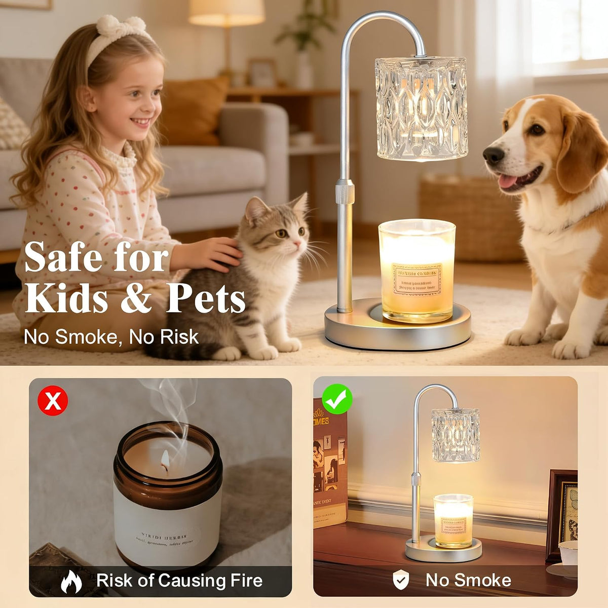 Dreamholder Electric Candle Warmer Lamp with Timer, Dimmable Candle Lamp with Adjustable Height, Wax Melter for Jar