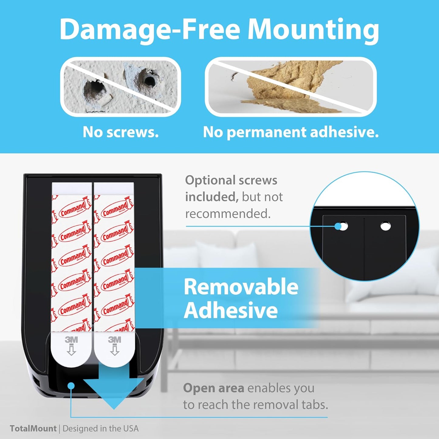 Hole-Free Remote Control Holder / Black