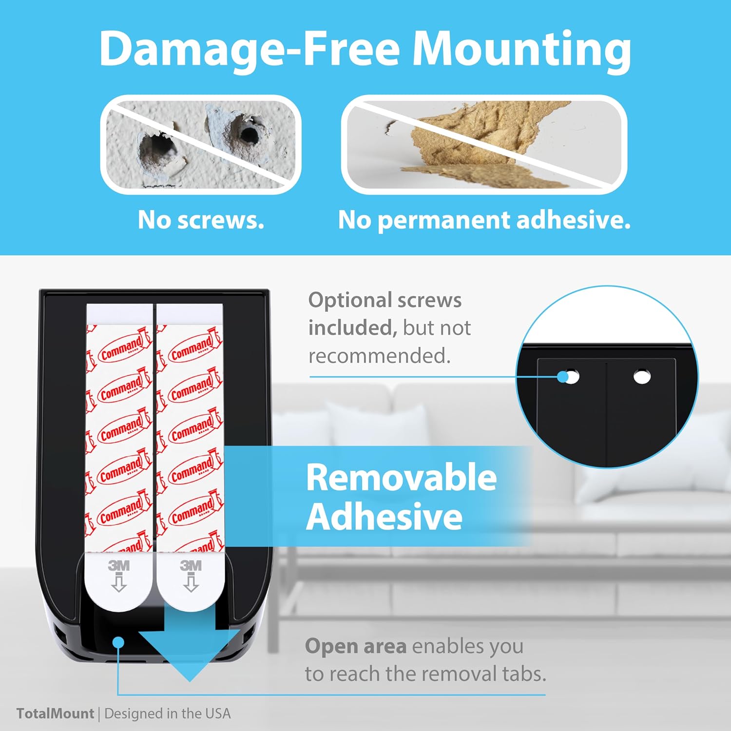 Hole-Free Remote Control Holder / Black