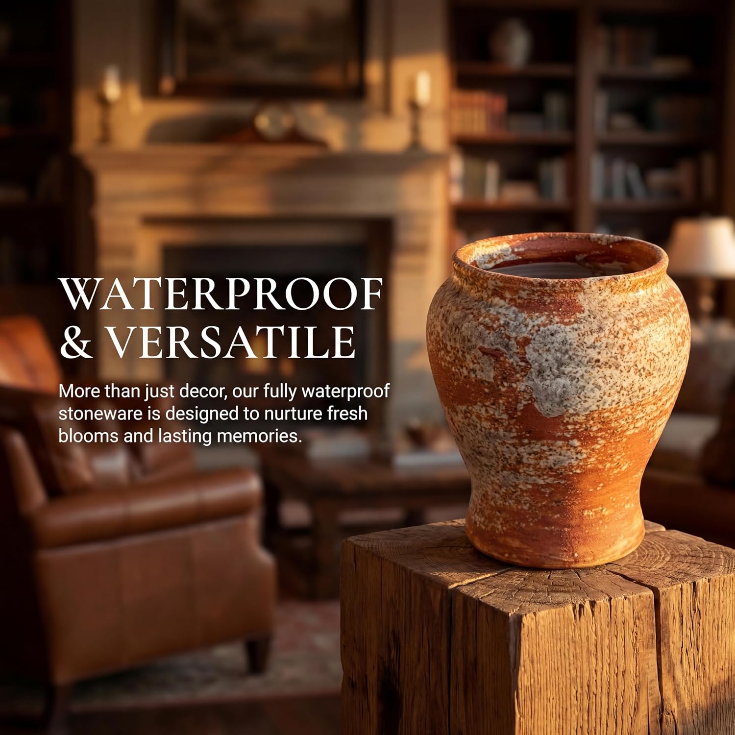 Rustic Ceramic Flower Vase / Brown7 / Brown