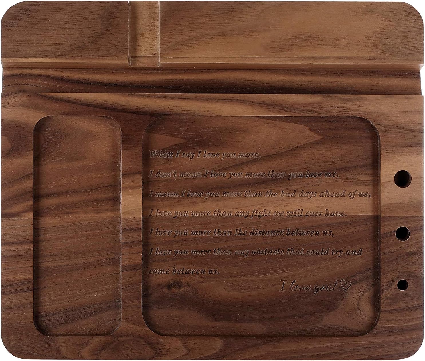 awofer Gifts for Men - Ebony Wood Phone Docking Station - Nightstand with Key Holder, Wallet Stand and Watch Organizer