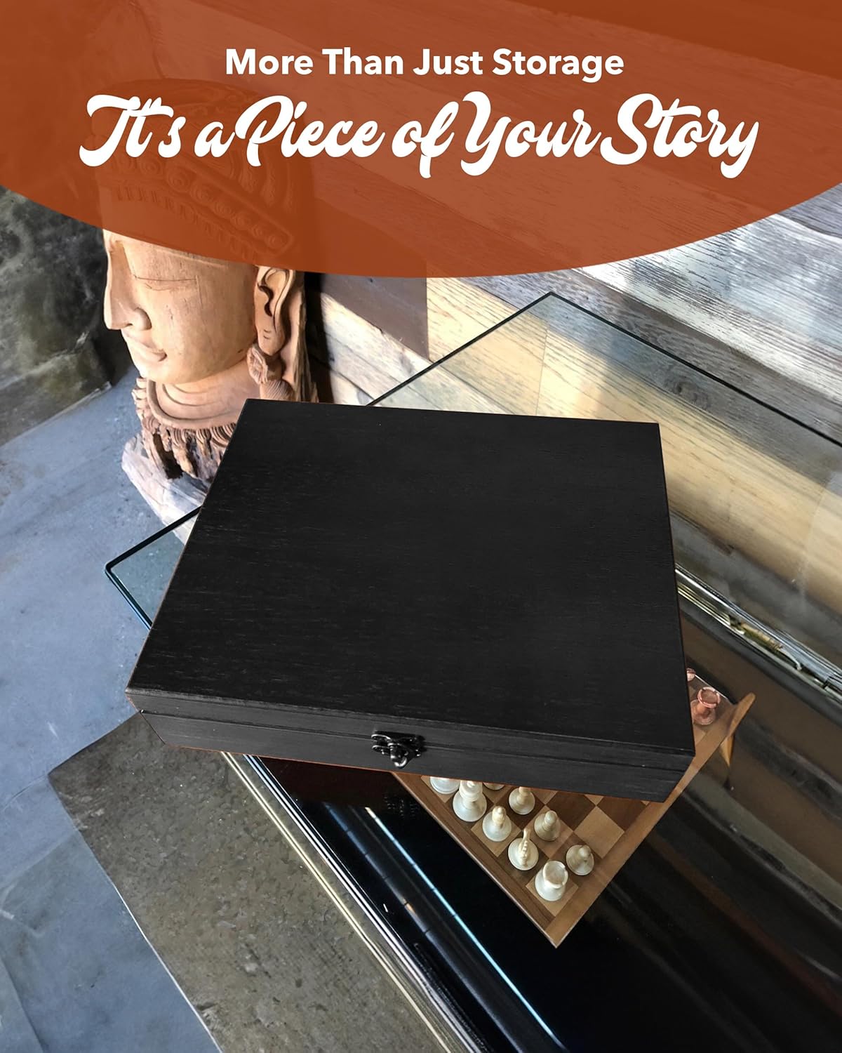 Old World Wooden Box / Black-stained
