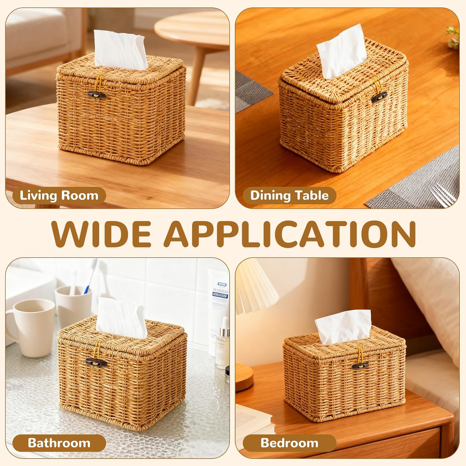 Square Plastic Rattan Facial Towel Container