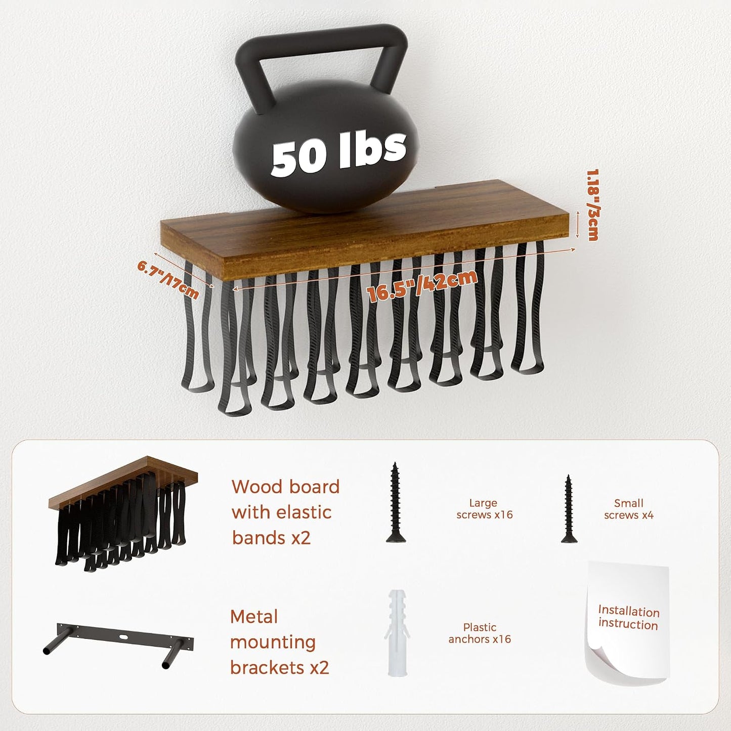 Floating Book Shelves for Wall Set of 2, Unique Wood Hanging Bookshelf | Easy Install Wall Bookshelf with Anti-Tilt