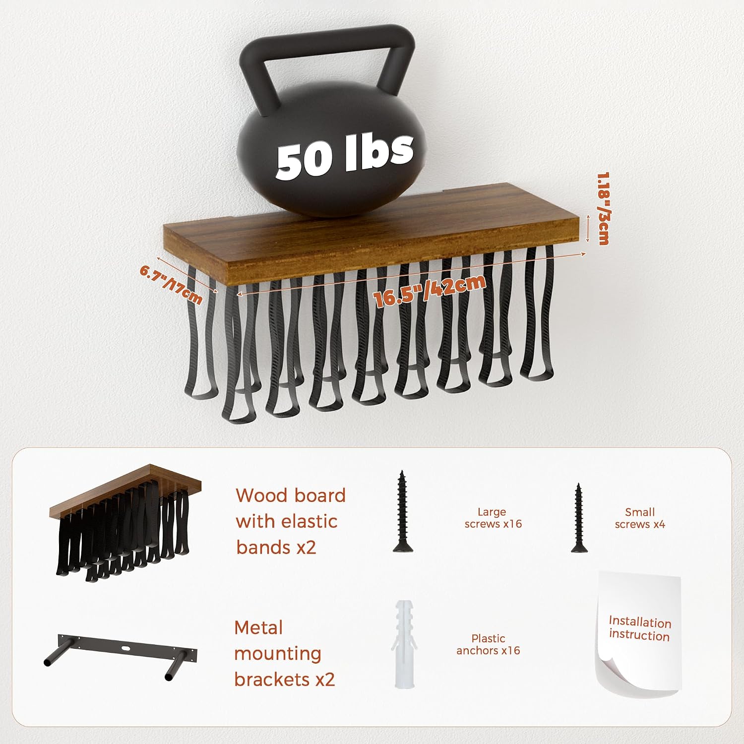 Floating Book Shelves for Wall Set of 2, Unique Wood Hanging Bookshelf | Easy Install Wall Bookshelf with Anti-Tilt