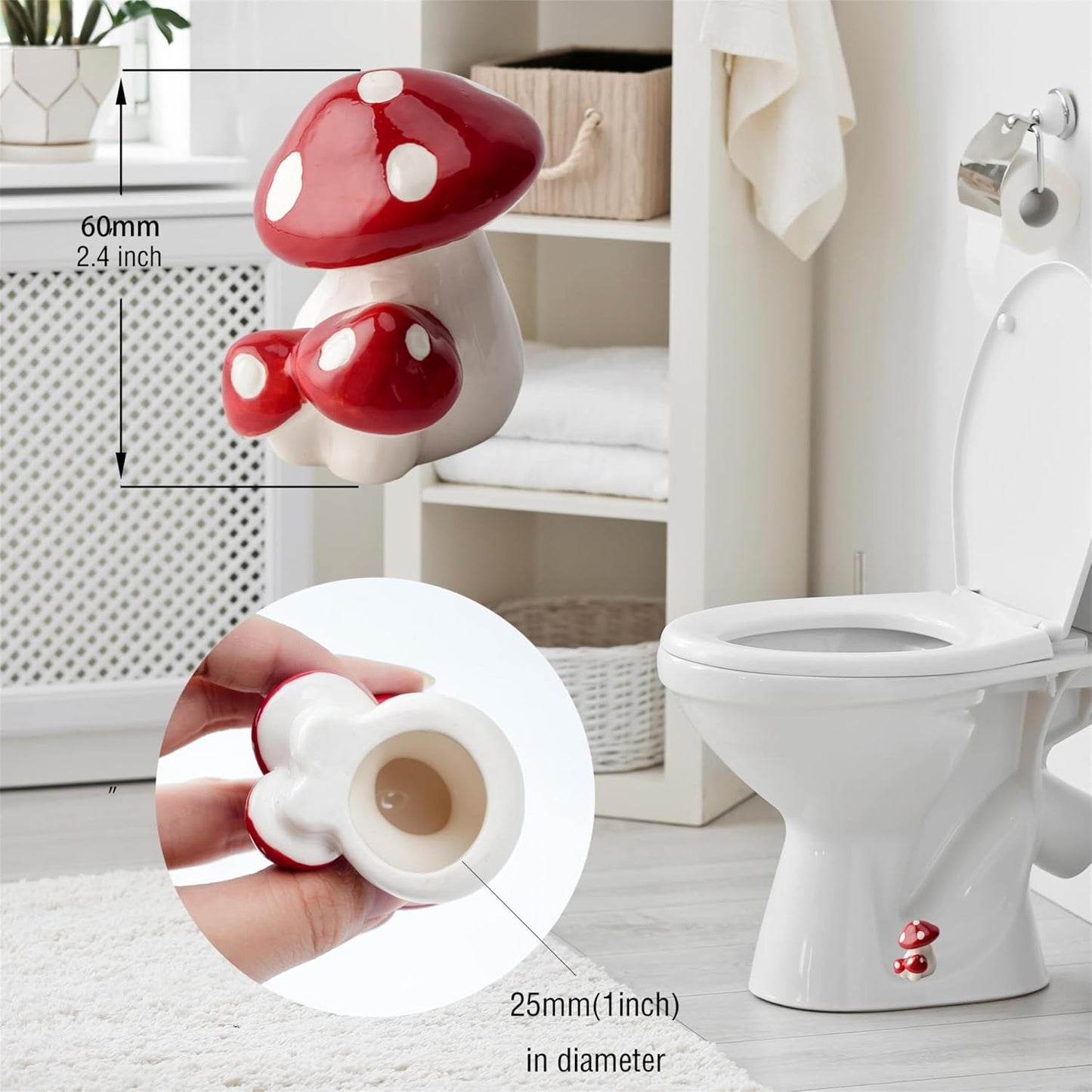Mushroom Toilet Bolt Covers / Red