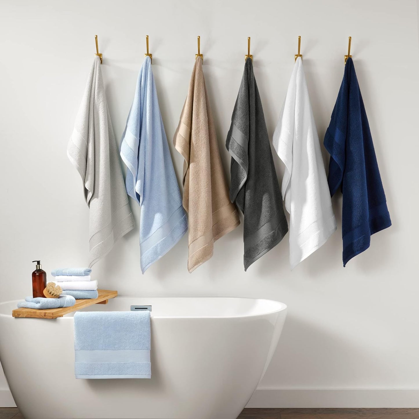 Arkwright Solid 6 Piece Bath Towel Set, 100% Cotton 600 GSM Soft Absorbent Bathroom Towels for Hotel, Spa or Vacation