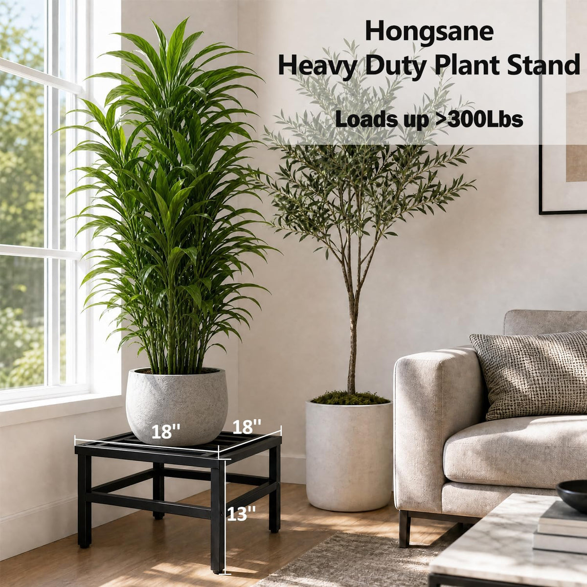 Metal Heavy Duty Plant Stand Indoor Outdoor,18 Inch Large Plant Stands Riser,Tall Wrought Iron Pedestal Holders for