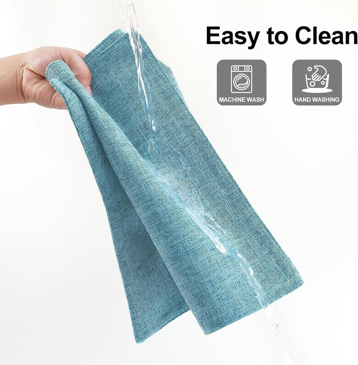 Homaxy Cloths Placemats for Dining Table Set of 8, 13" x 19", Aqua | Heat Resistant, Washable, Cotton Linen Blend Table