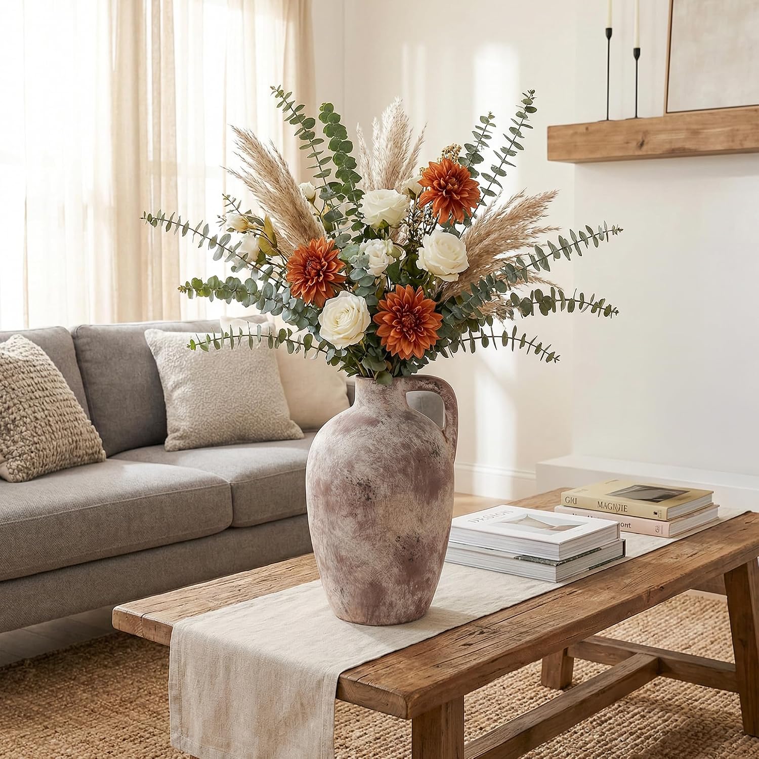 Ceramic Flower Vase / 10"h-terracotta