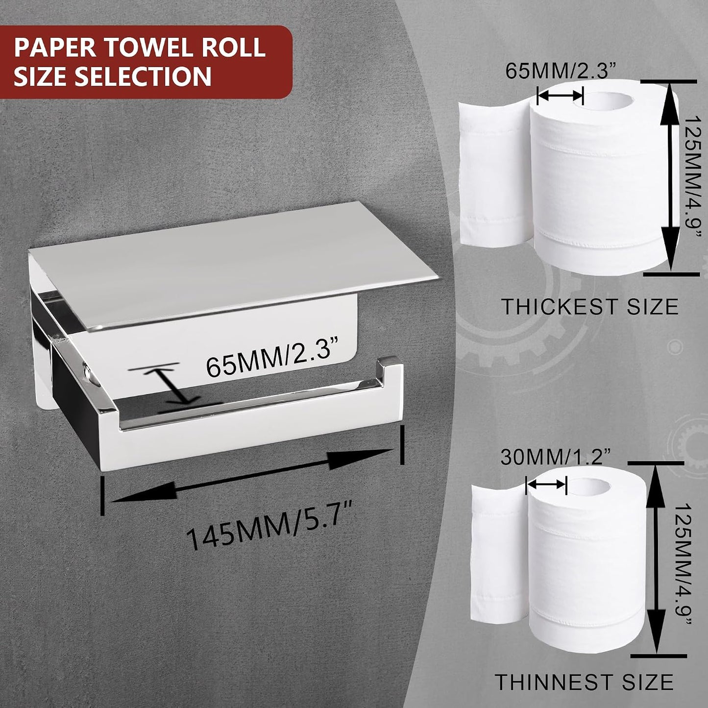 LANC Chrome Toilet Paper Holder with Shelf, Toilet Paper Roll Holder with Shelf for Bathroom Washroom Wall Mounted, 304