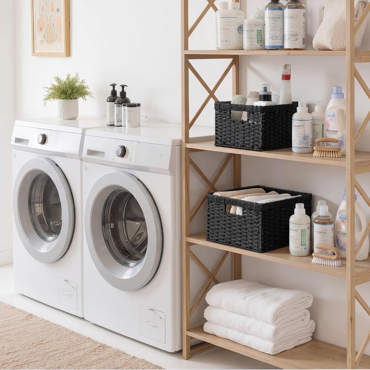 Wicker Basket / Wicker Storage Baskets for Organizing / Black