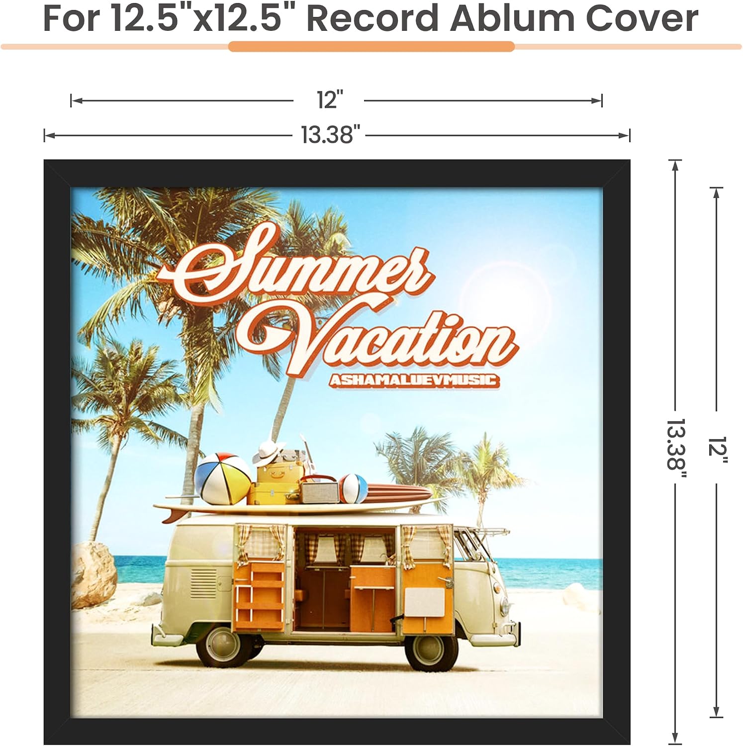 upsimples Vinyl Record Frame 12.5x12.5, Wall Display 6 Pack, Black | For 12inch Album Cover, Gallery Wall Decor, For