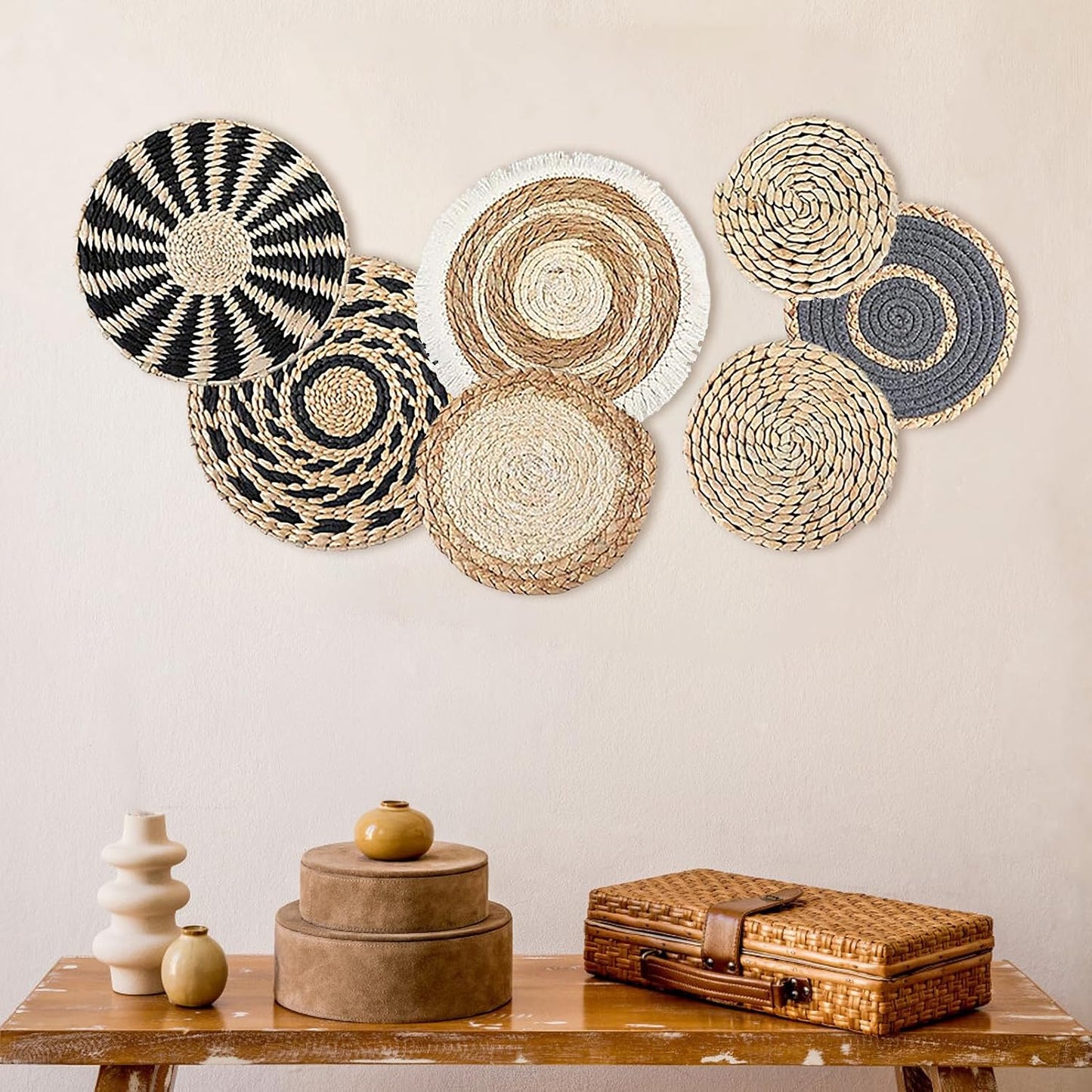 Hanging Woven Wall Basket Set / Set of 6