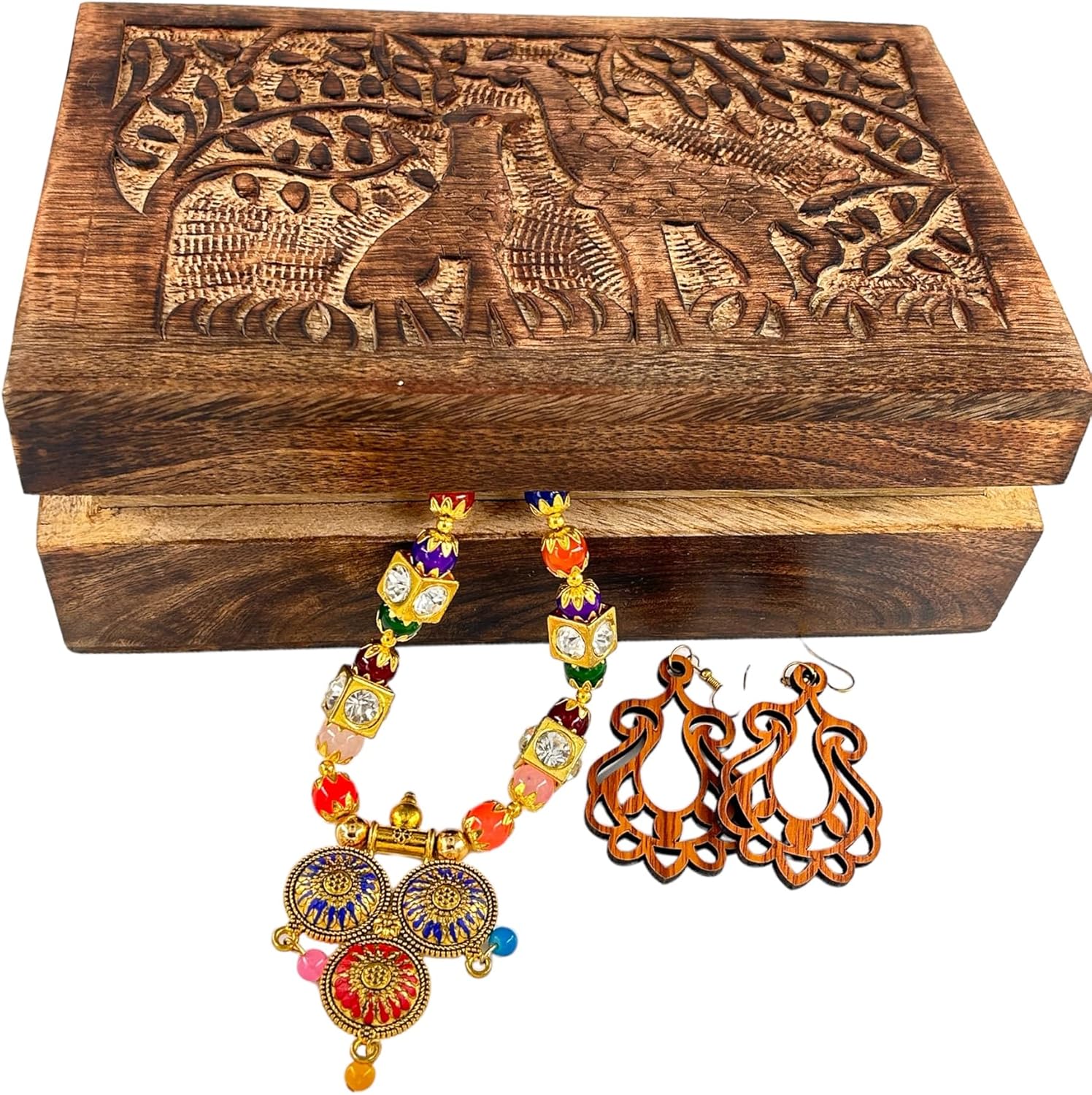 Wooden Mini Jewellery Box & Tree Design-Trinket Box for Ladies-Jewellery Storage / Giraffe