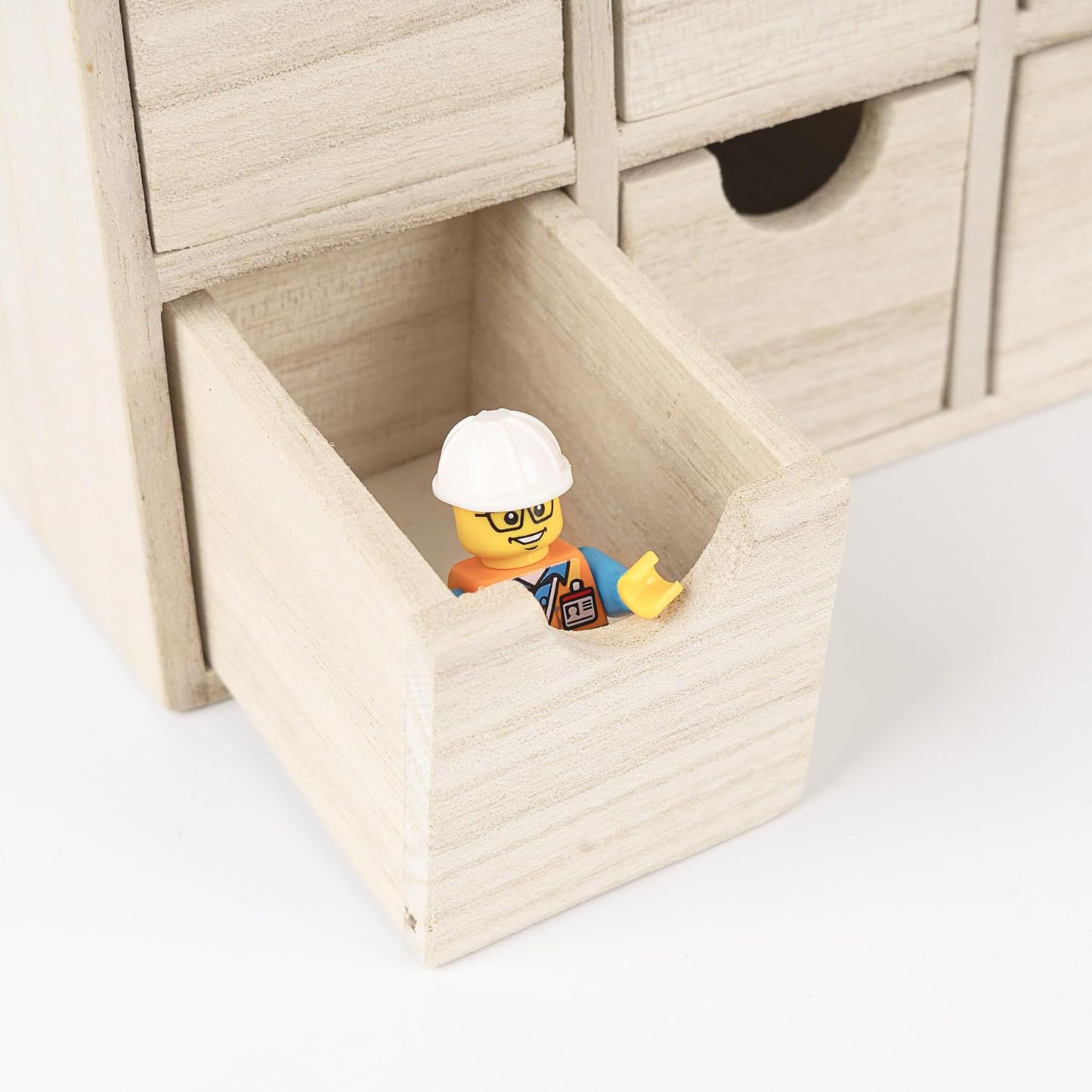 Sunlit Christmas Wooden Advent Calendar with Drawers, Unfinished Wooden, Chalet Shaped Countdown Calendar Ready to