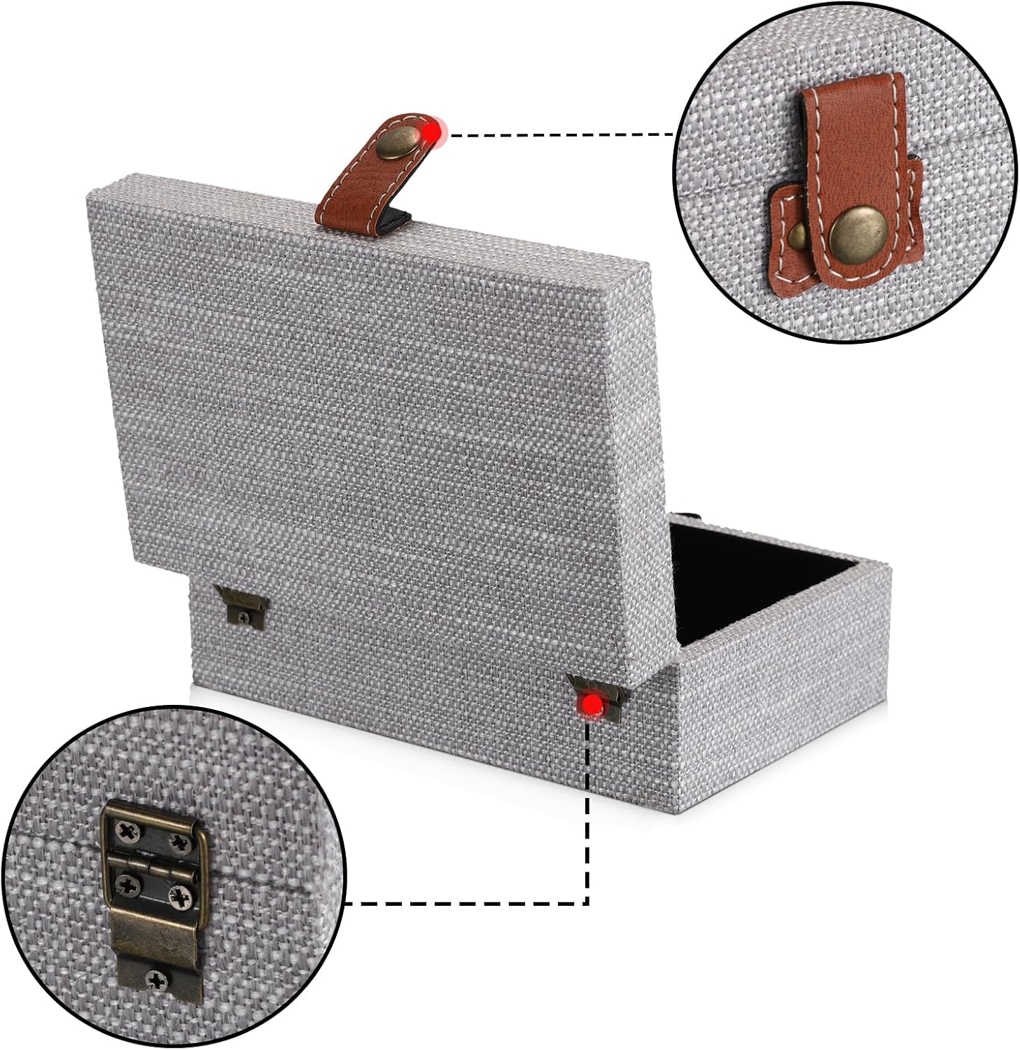 Linen Covered Rectangular Keepsake Case / Small / Gray
